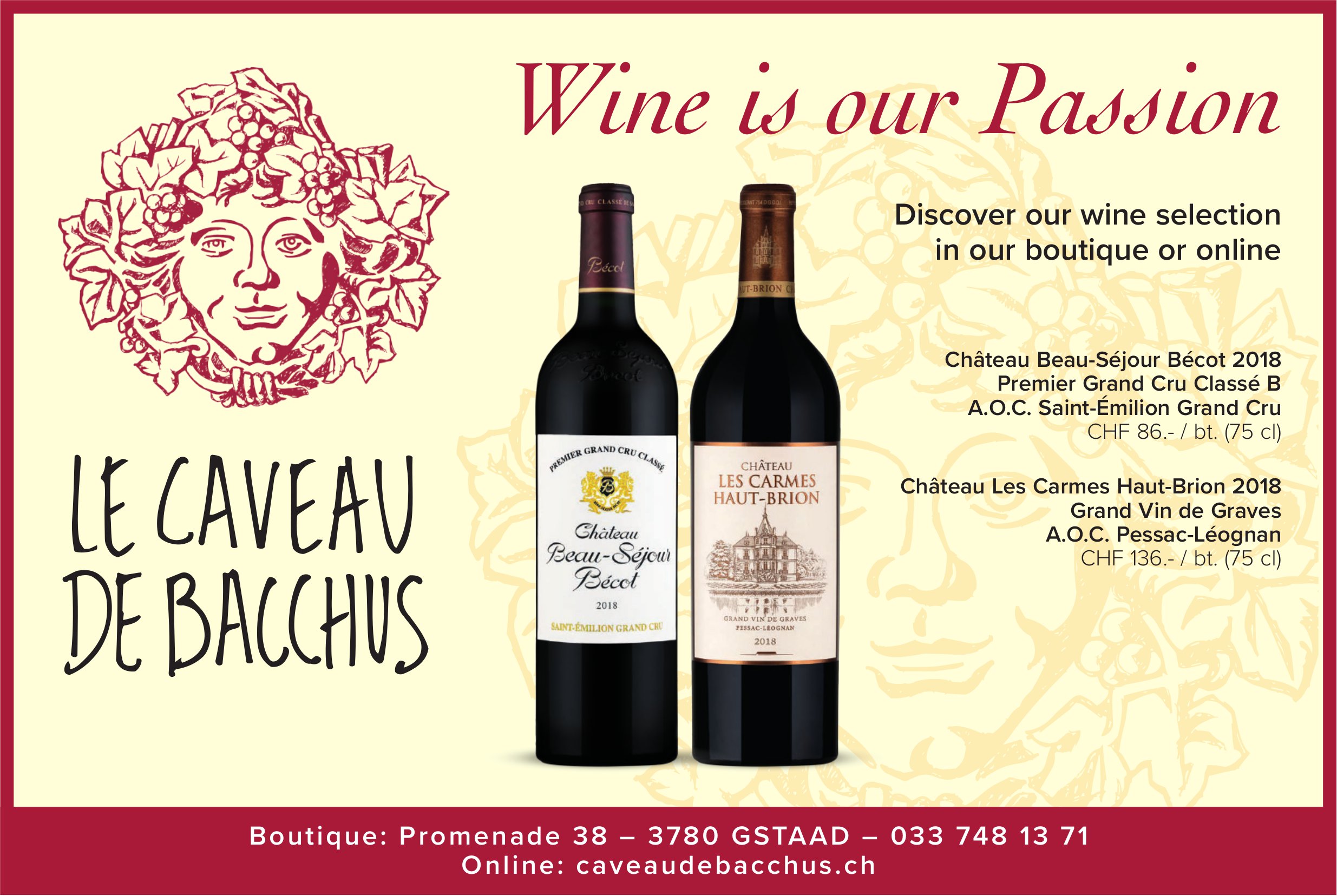 Caveau de Bacchus, Gstaad - Wine is our Passion