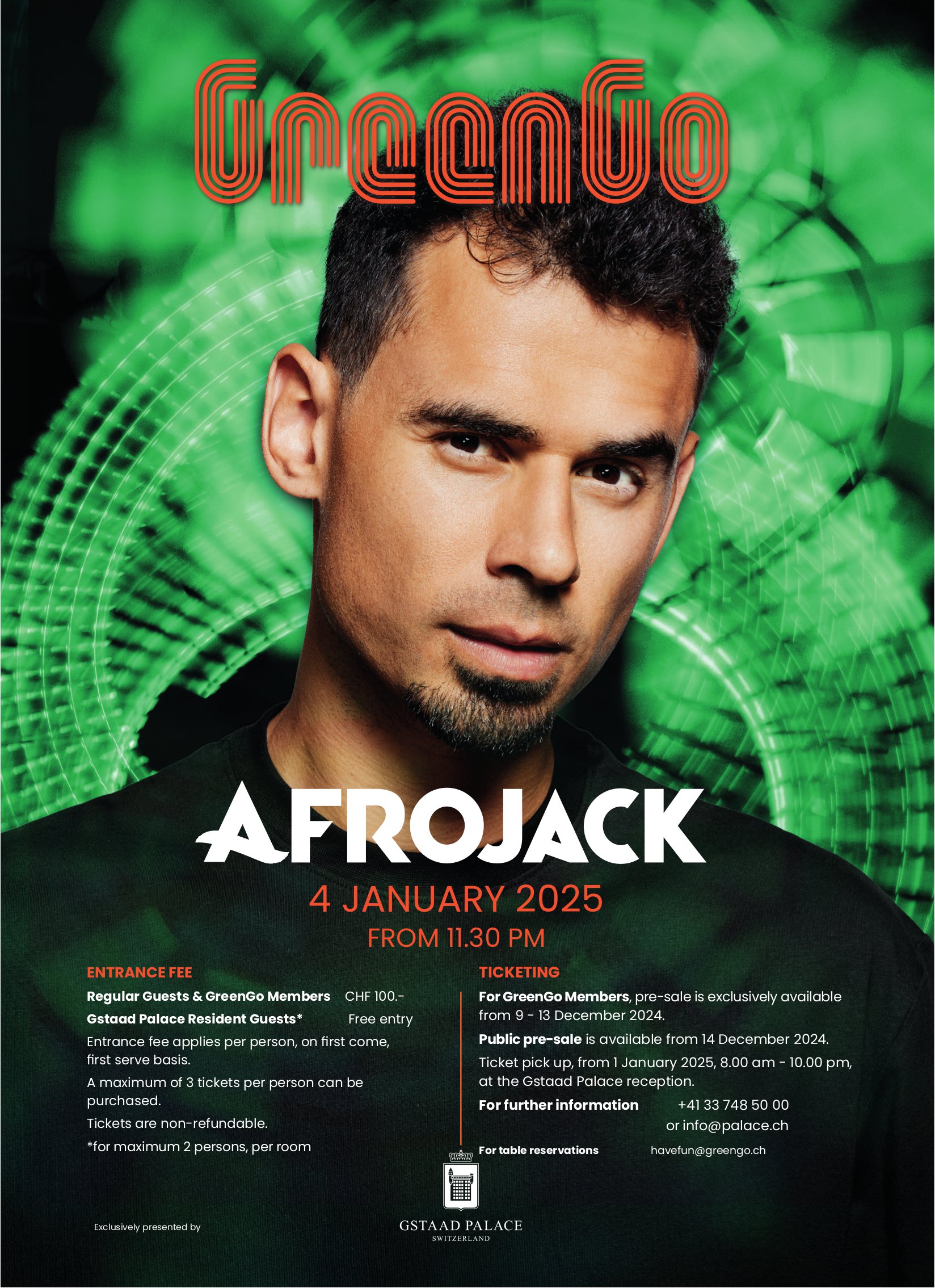 Afrojack, 4. Januar, GreenGo, Gstaad