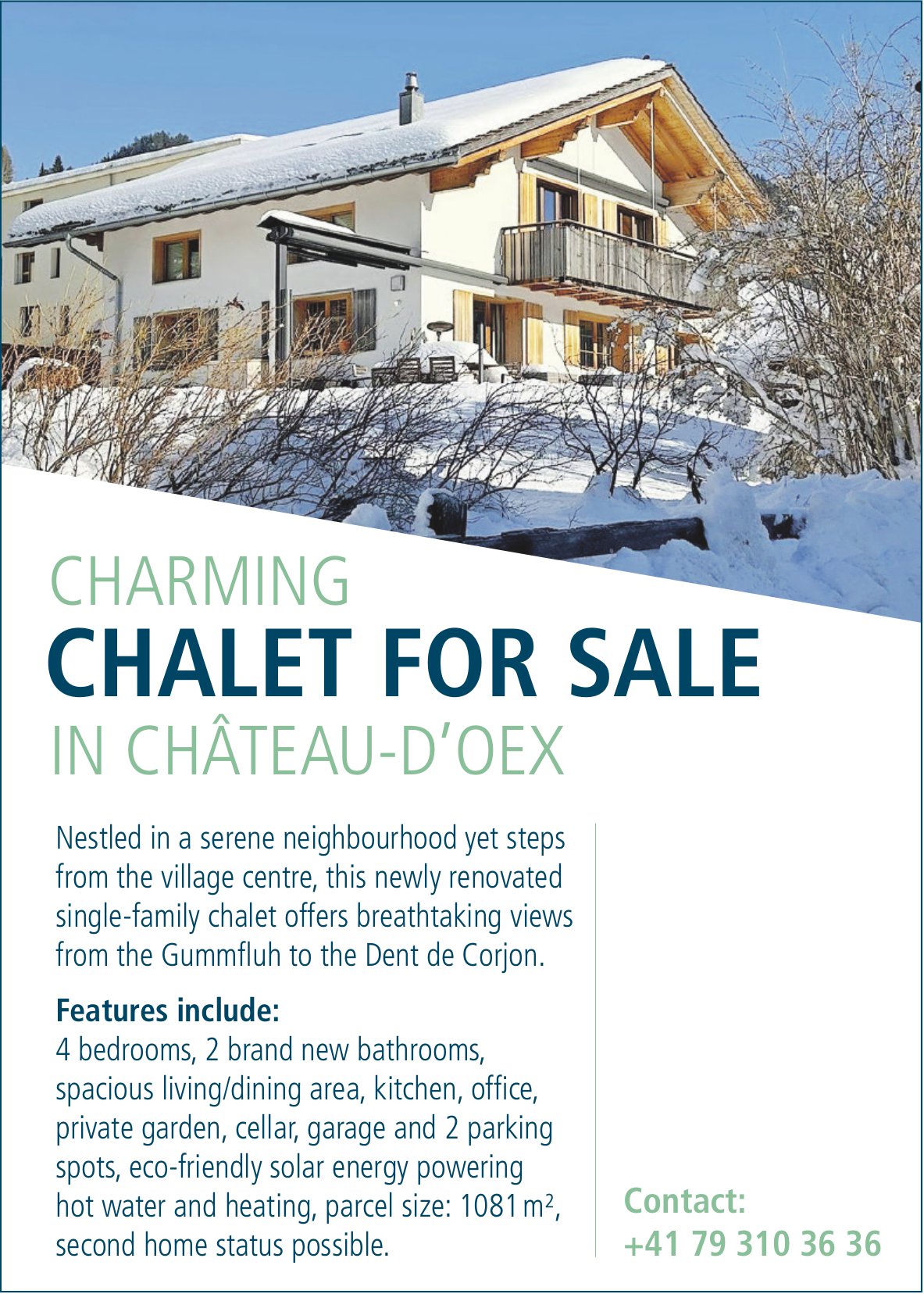 Charming Chalet, Château-d’Oex, for sale