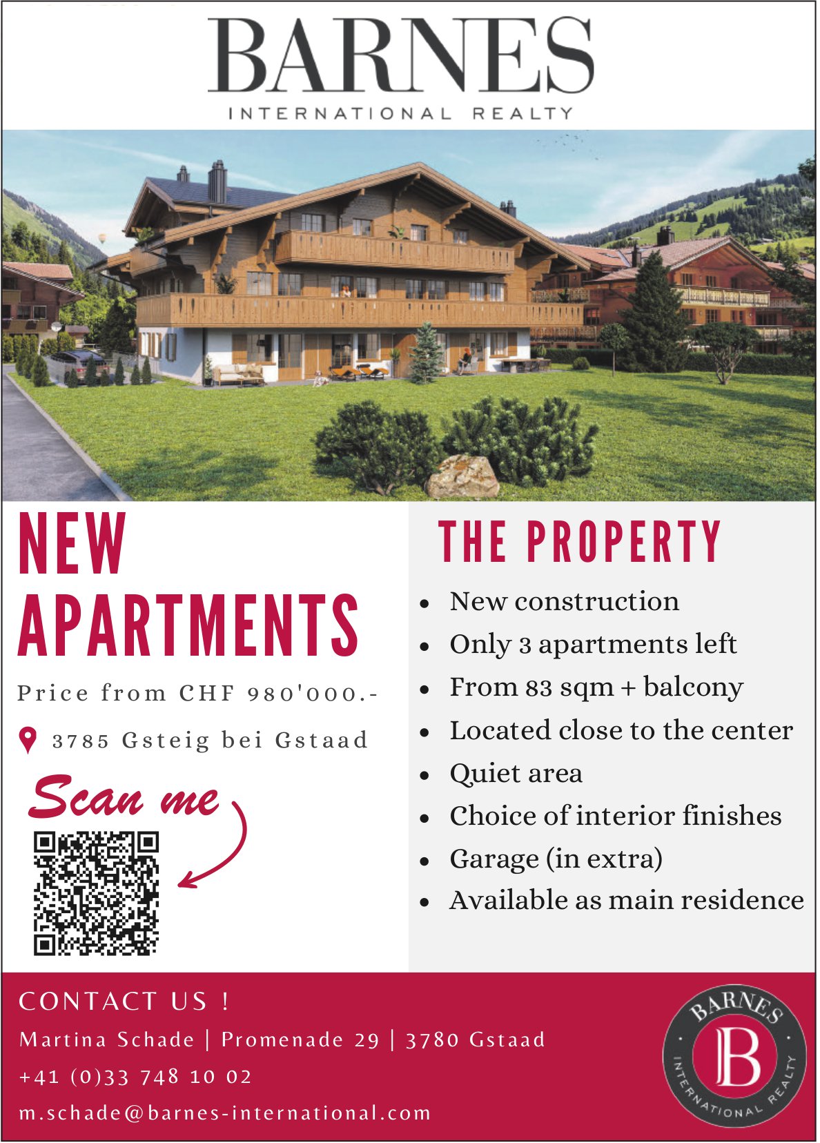 New Apartments, Gsteig, for sale