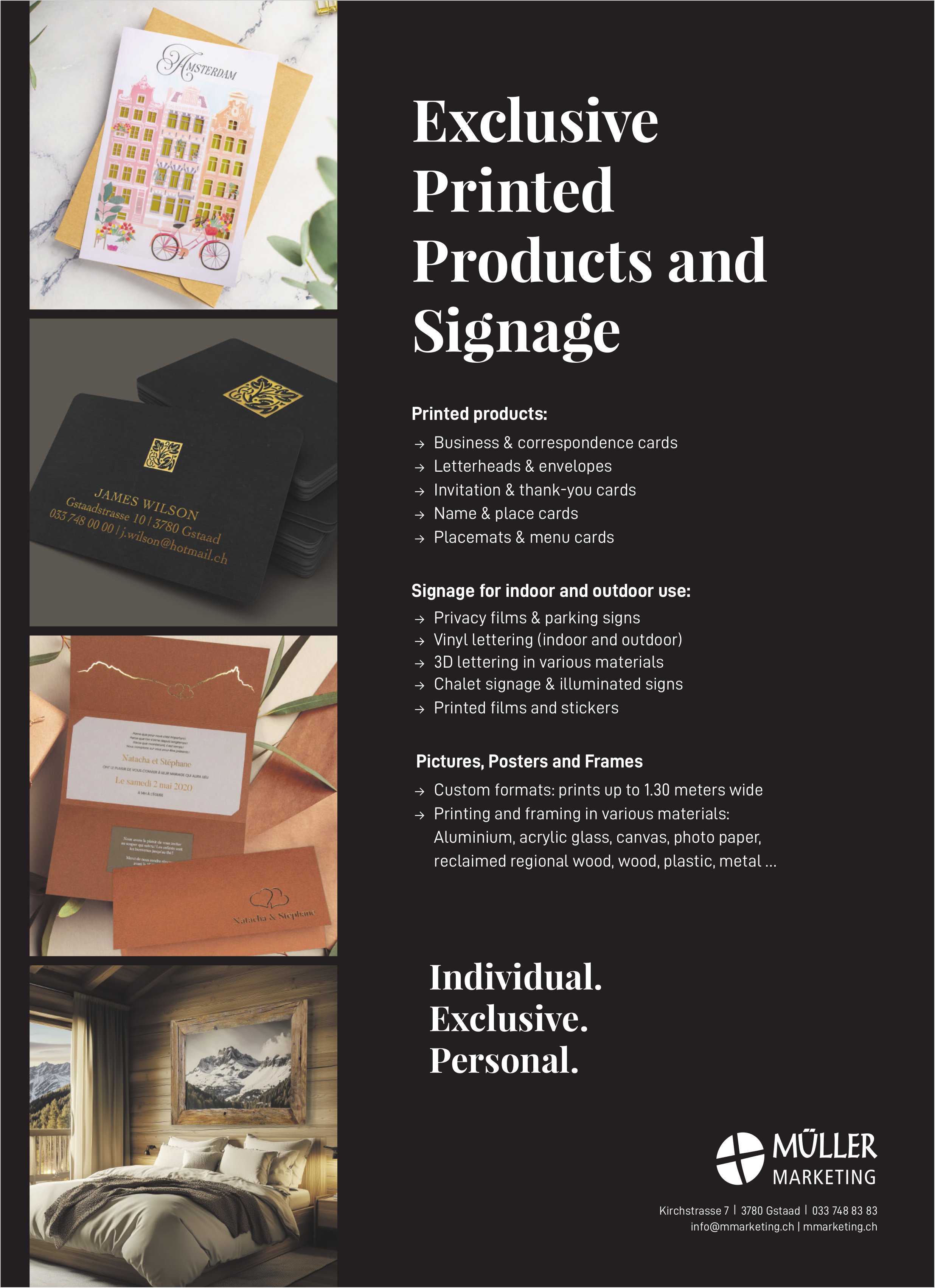 Müller Marketing, Gstaad - Exclusive Printed Products and Signage
