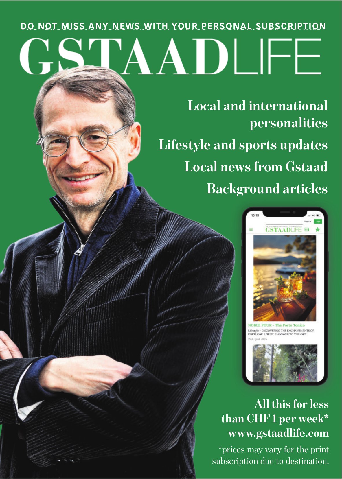 Gstaadlife, Don’t miss any news with your personal subscription