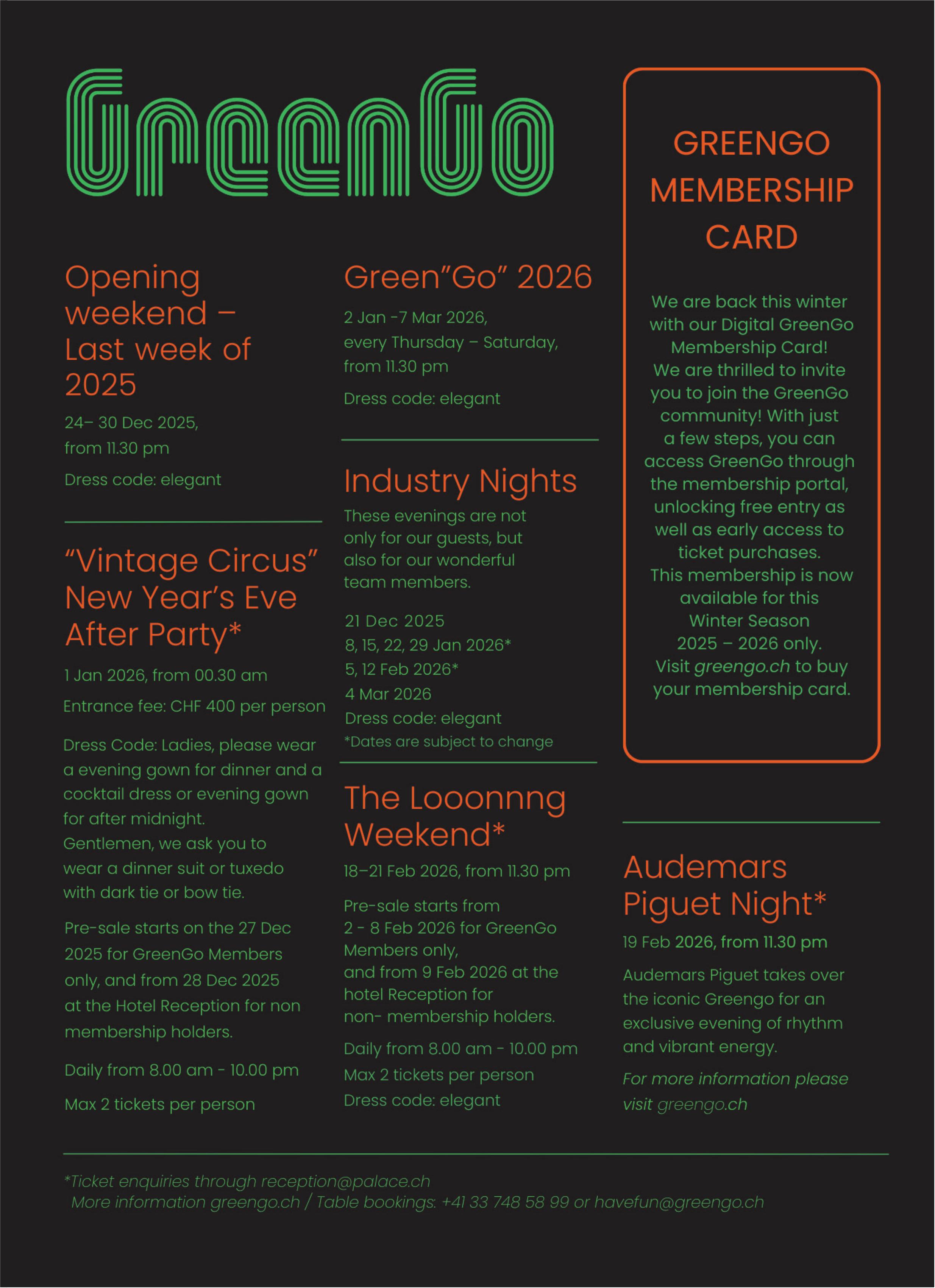 GreenGo, 24. Dezember - 21. Februar