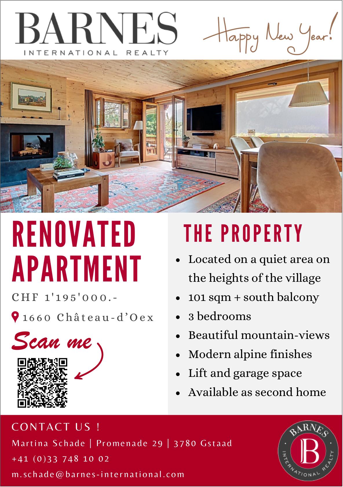 RENOVATED APARTMENT, 3-Zimmer-Wohnung, Gstaad, zu verkaufen