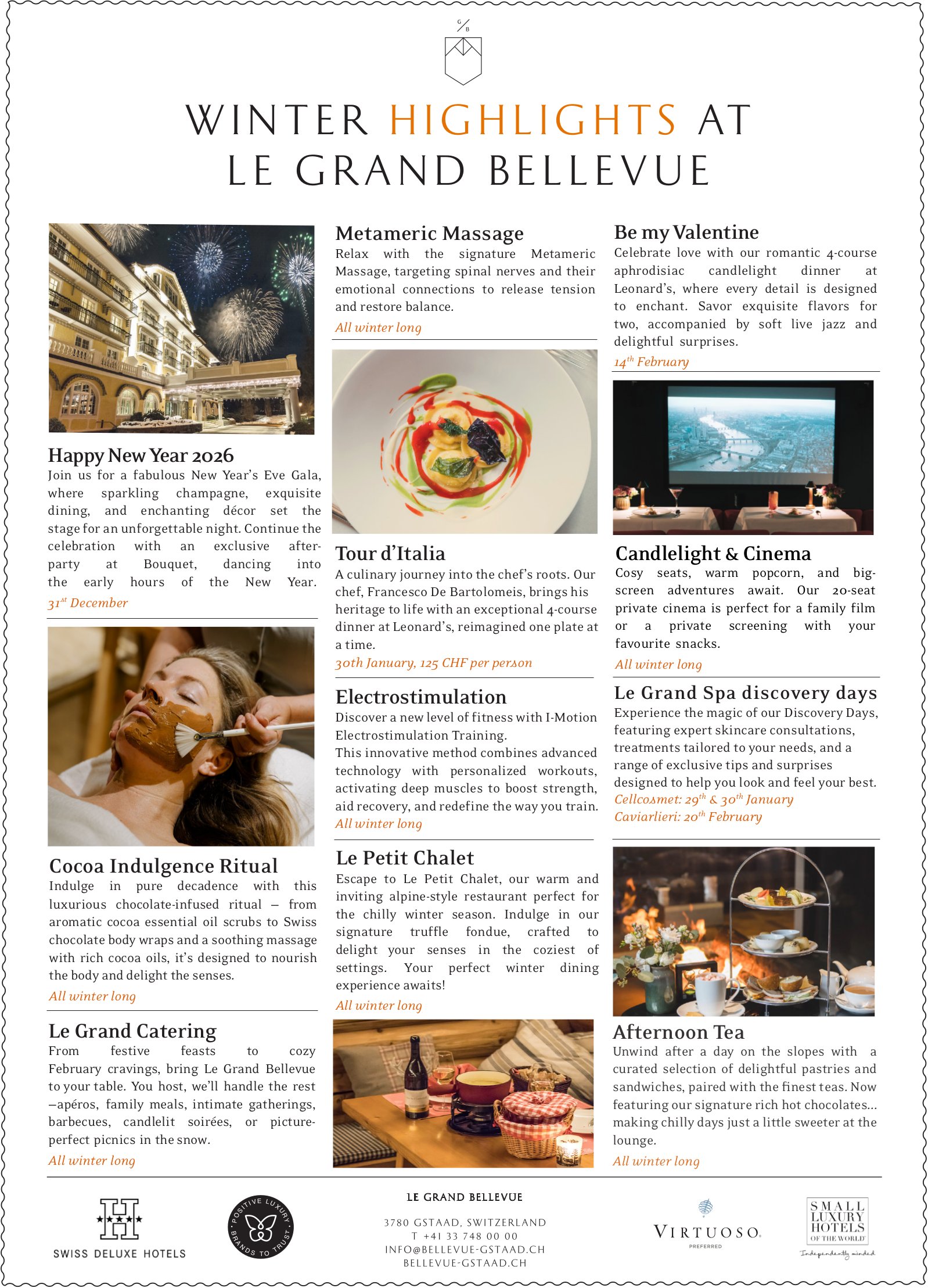 LE GRAND BELLEVUE, GSTAAD - WINTER HIGHLIGHTS AT LE GRAND BELLEVUE