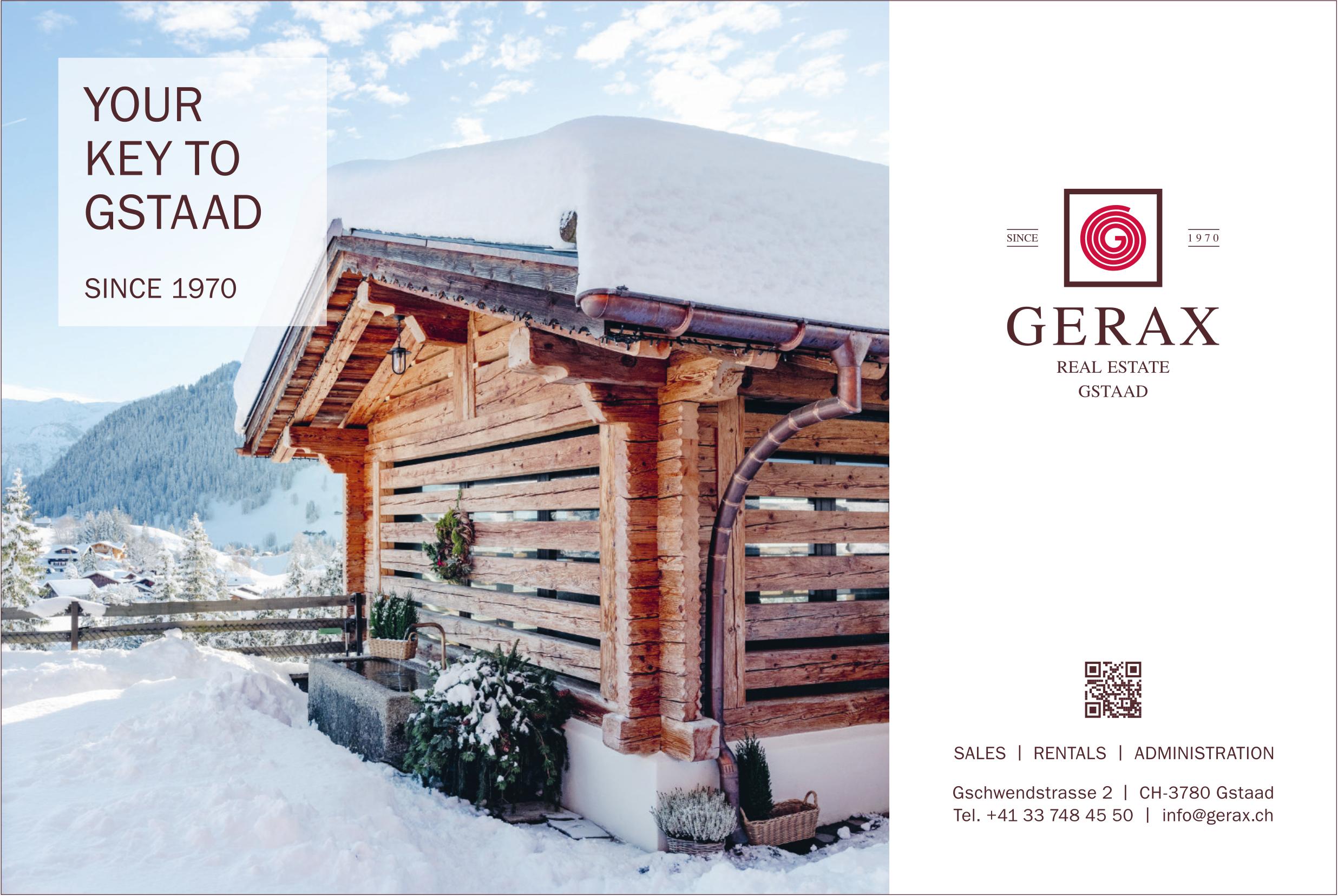Gerax Real Estate Gstaad, Sales|Rentals|Administration