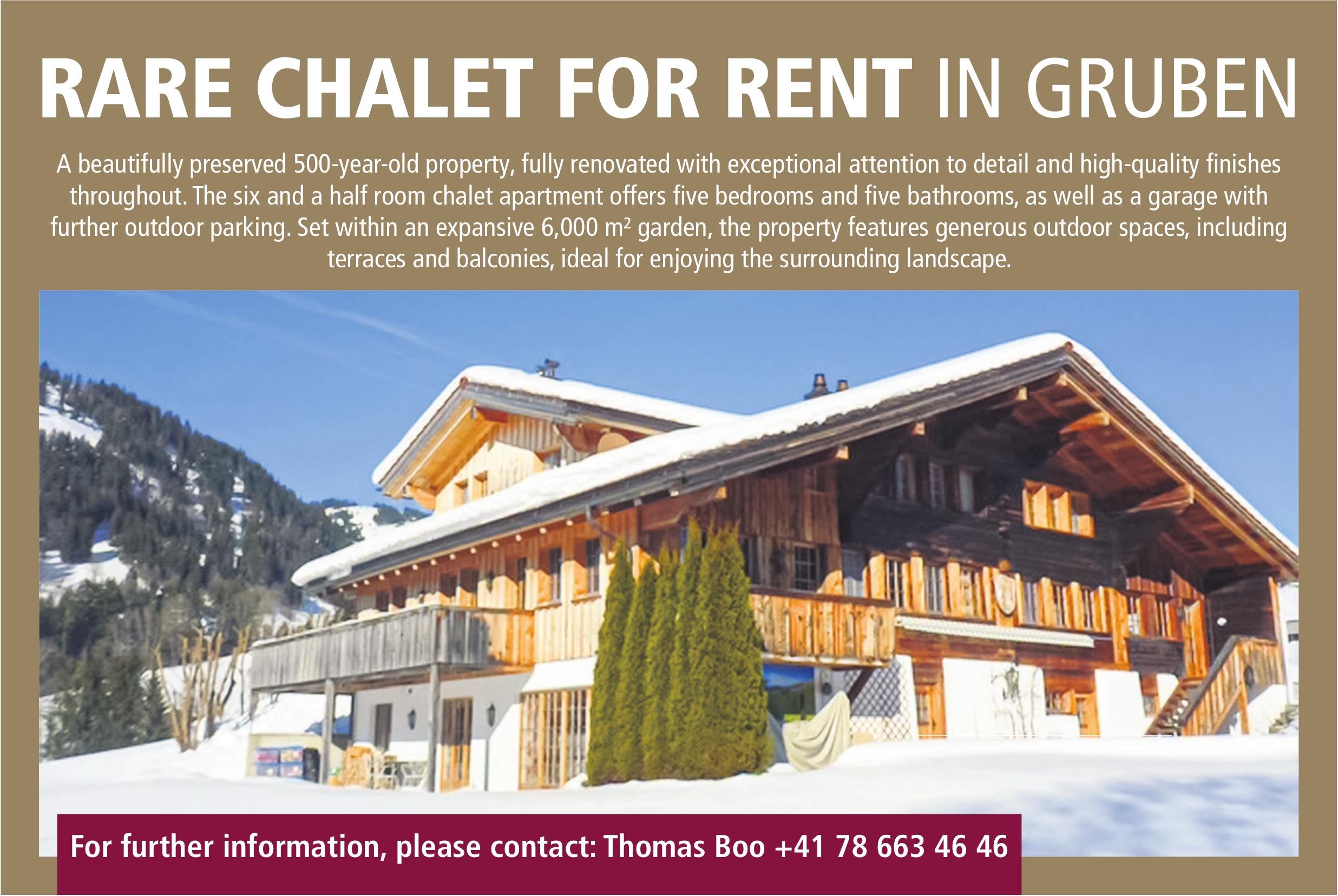 RARE CHALET FOR RENT IN GRUBEN, Chalet, Fully, zu vermieten