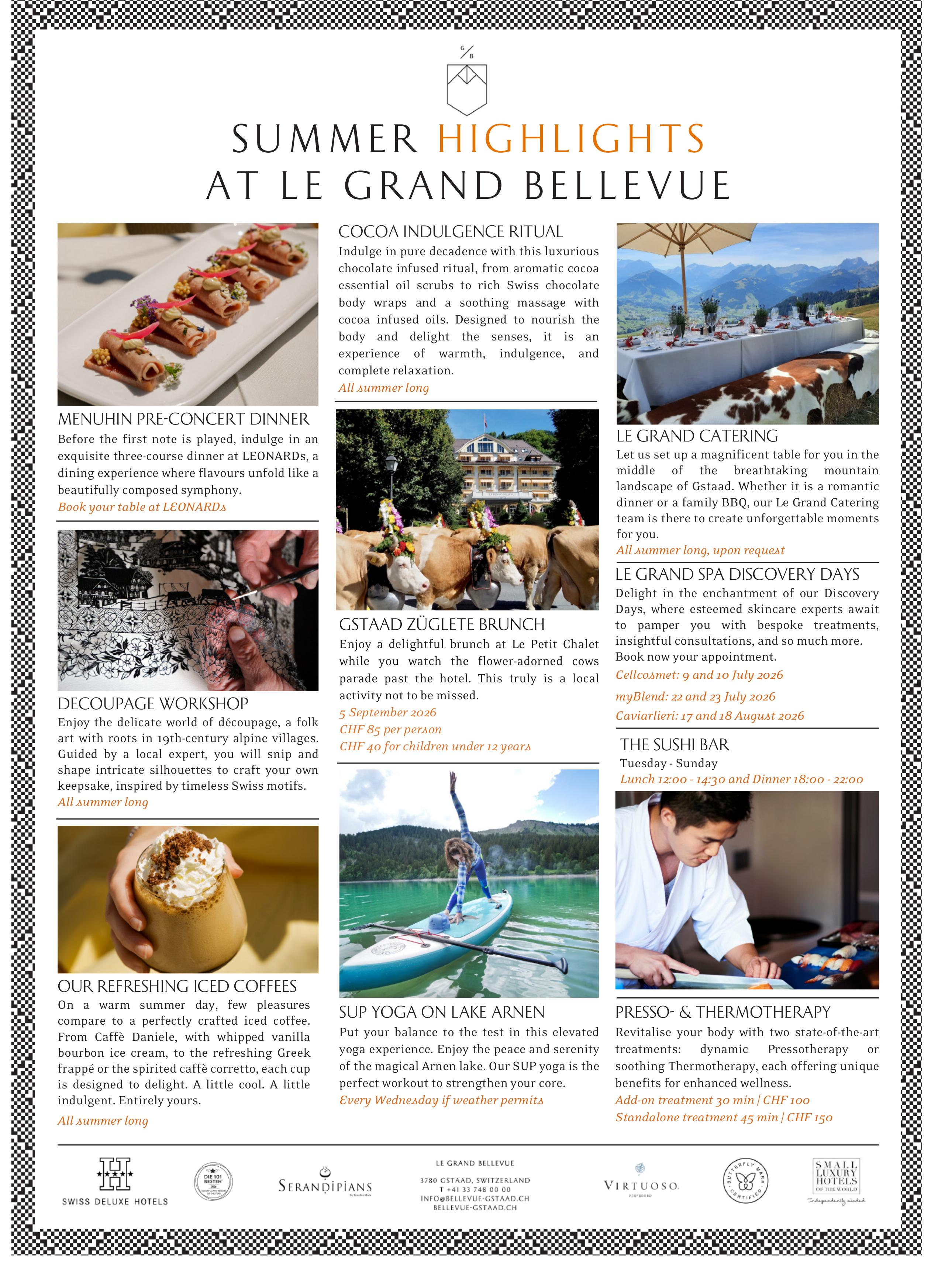 Gstaad - SUMMER HIGHLIGHTS AT LE GRAND BELLEVUE