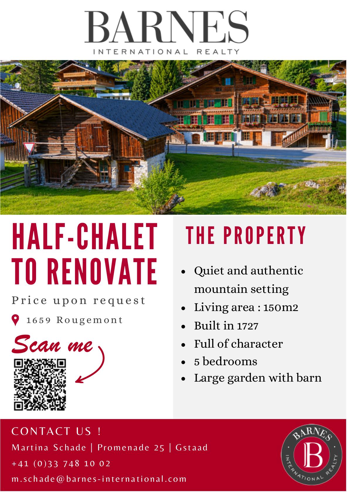 HALF-CHALET TO RENOVATE, 5-Zimmer-Wohnung, Rougemont, zu verkaufen