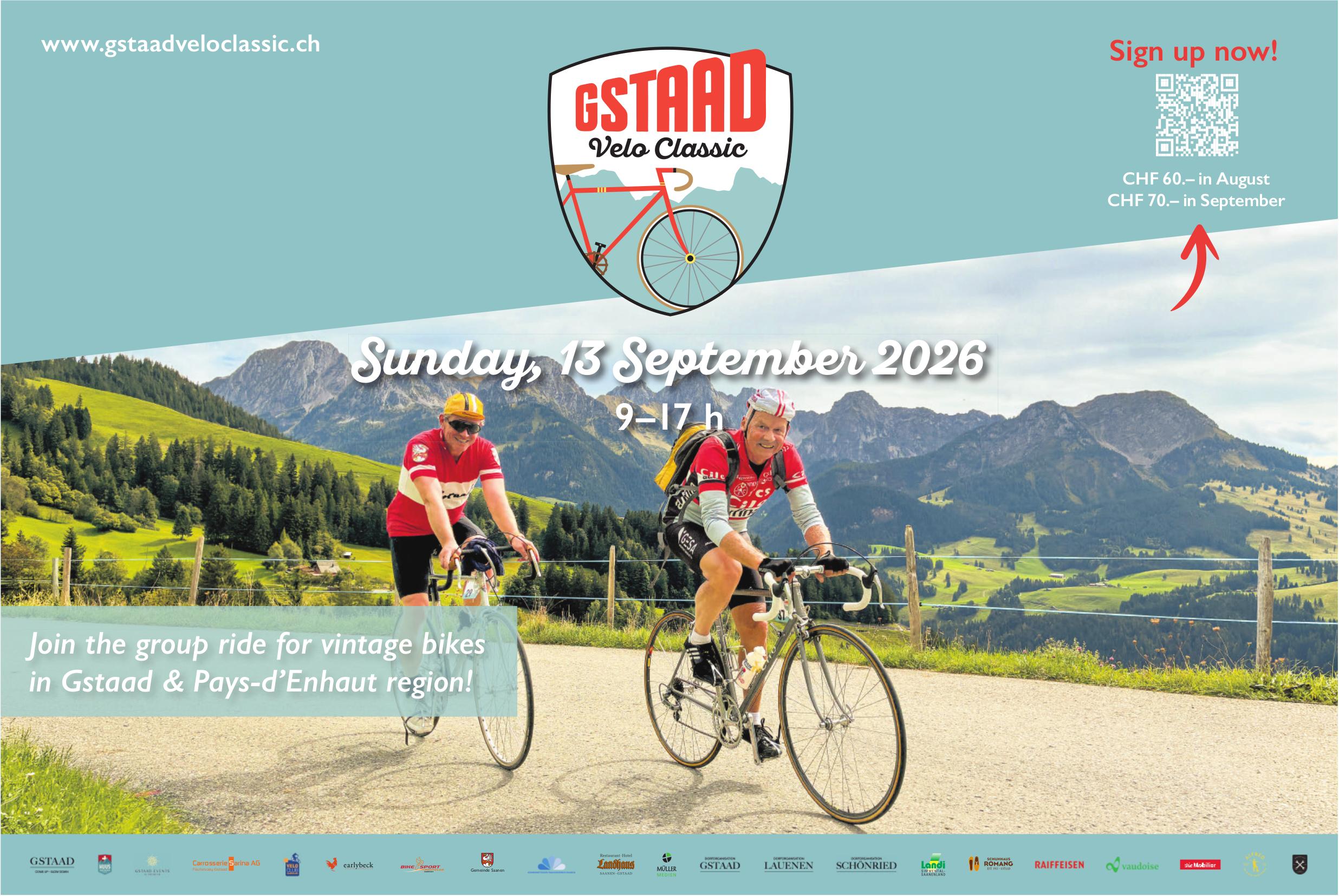 Sunday, 13 September 2026, Gstaad Velo Classic