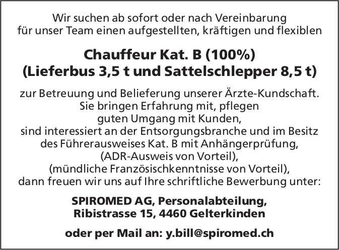 Chauffeur Kat. B (100%) (Lieferbus 3, 5 T Und Sattelschlepper 8, 5 T ...