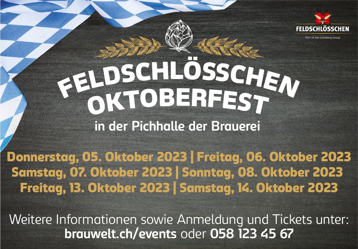 Feldschlösschen Oktoberfest, 5. bis 14. Oktober, Pichhalle der Brauerei, Rheinfelden