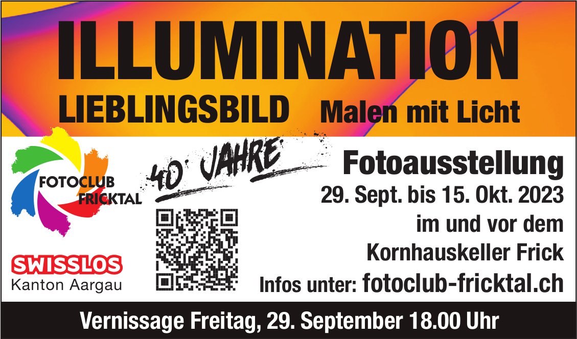 Fotoausstellung Illumination, Malen mit Licht, 29. September bis 15. Oktober, Kornhauskeller, Frick