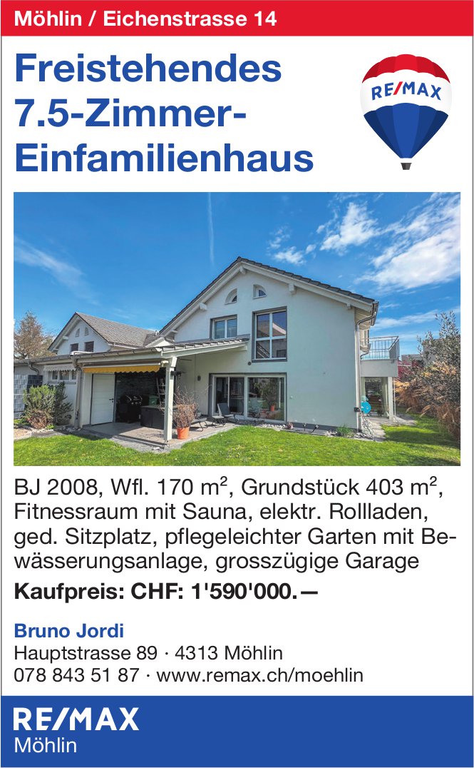 7.5-Zimmer Einfamilienhaus, Möhlin, zu verkaufen