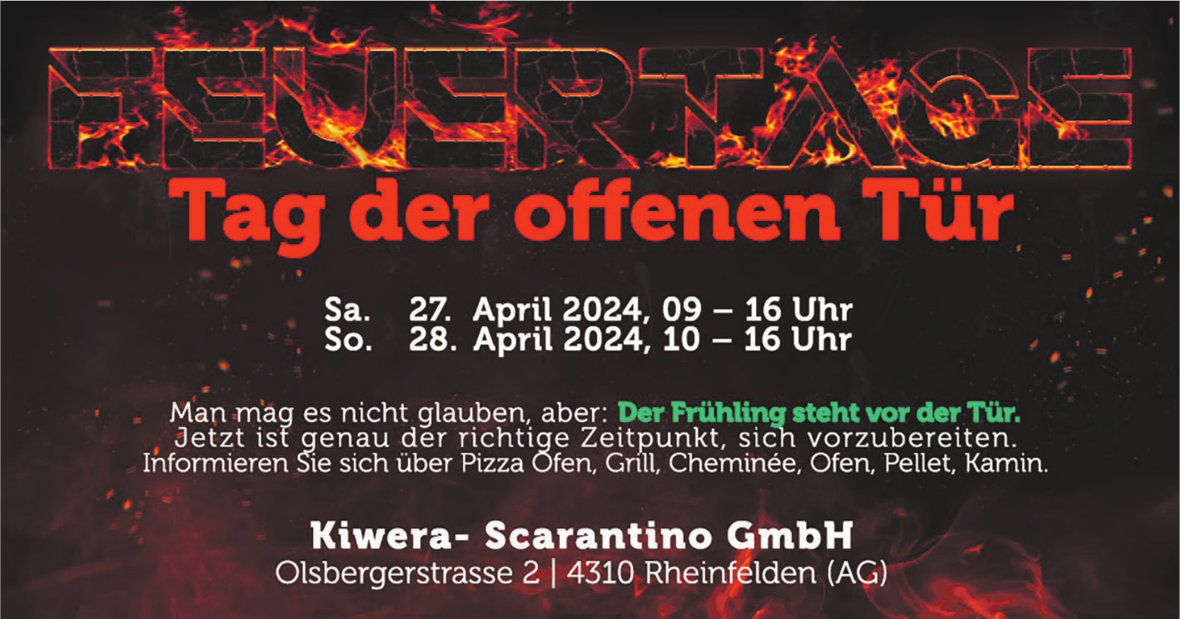 Tag der offenen Tür, 27. und 28. April, Kiwera-Scarantino GmbH, Rheinfelden