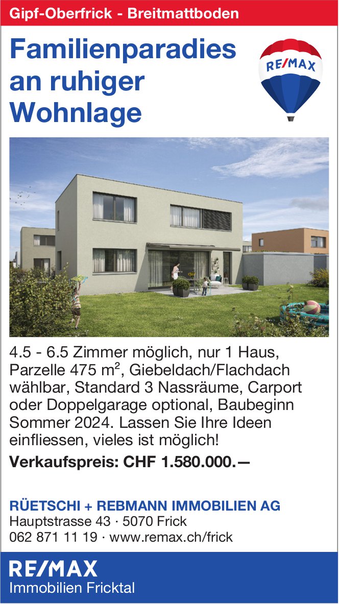 4.5 - 6.5 Zimmer-Haus, Gipf-Oberfrick, zu verkaufen