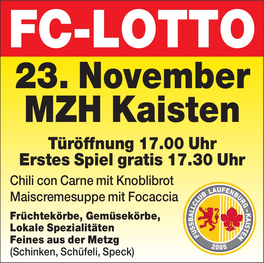 FC-Lotto, 23. November, MZH, Kaisten