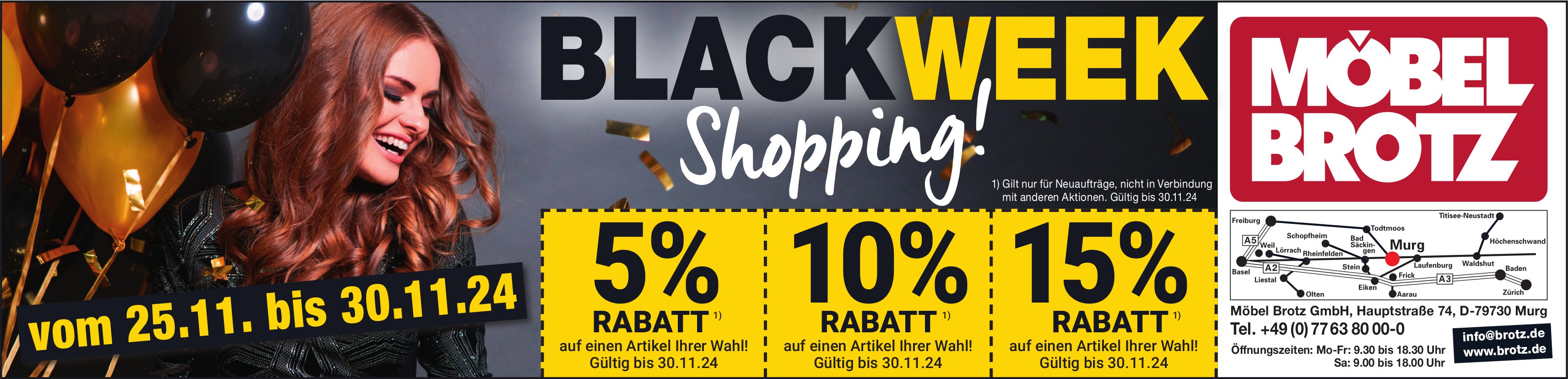 Black week Shopping, 25. bis 30. November, Möbel Brotz GmbH, D-Murg