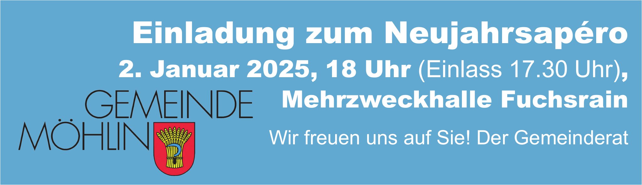 Neujahrsapéro, 2. Januar, Mehrzweckhalle Fuchsrain, Möhlin