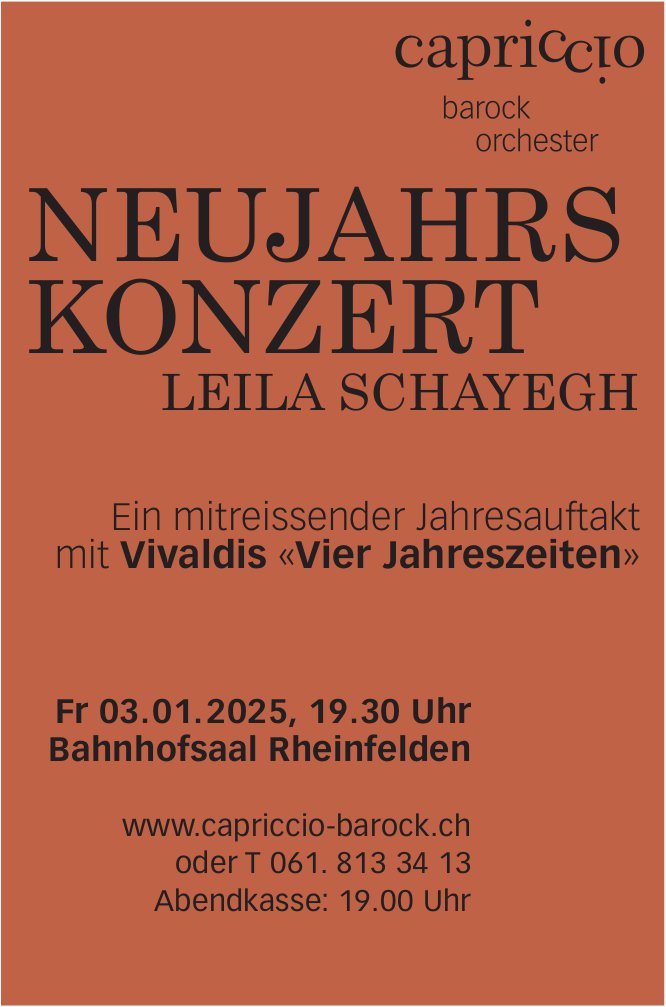 Neujahrskonzert, 3. Januar, Bahnhofsaal, Rheinfelden