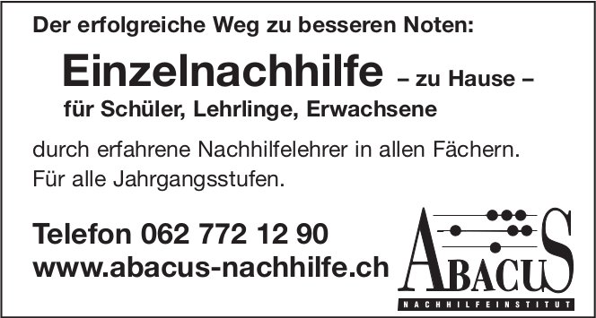 AbacuS Nachhilfe, Der erfolgreiche Weg zu besseren Noten