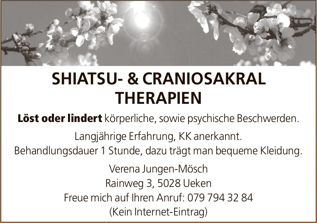 Verena Jungen-Mösch, Ueken - Shiatsu- & Cranio-Sakral-Therapien