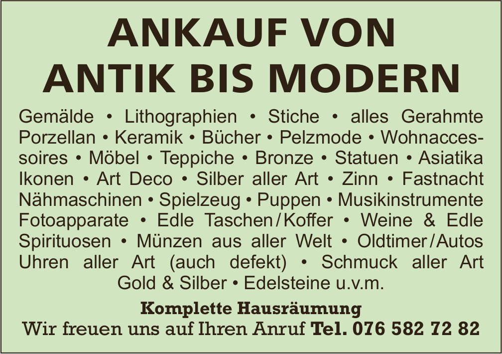 Ankauf von Antik bis Modern