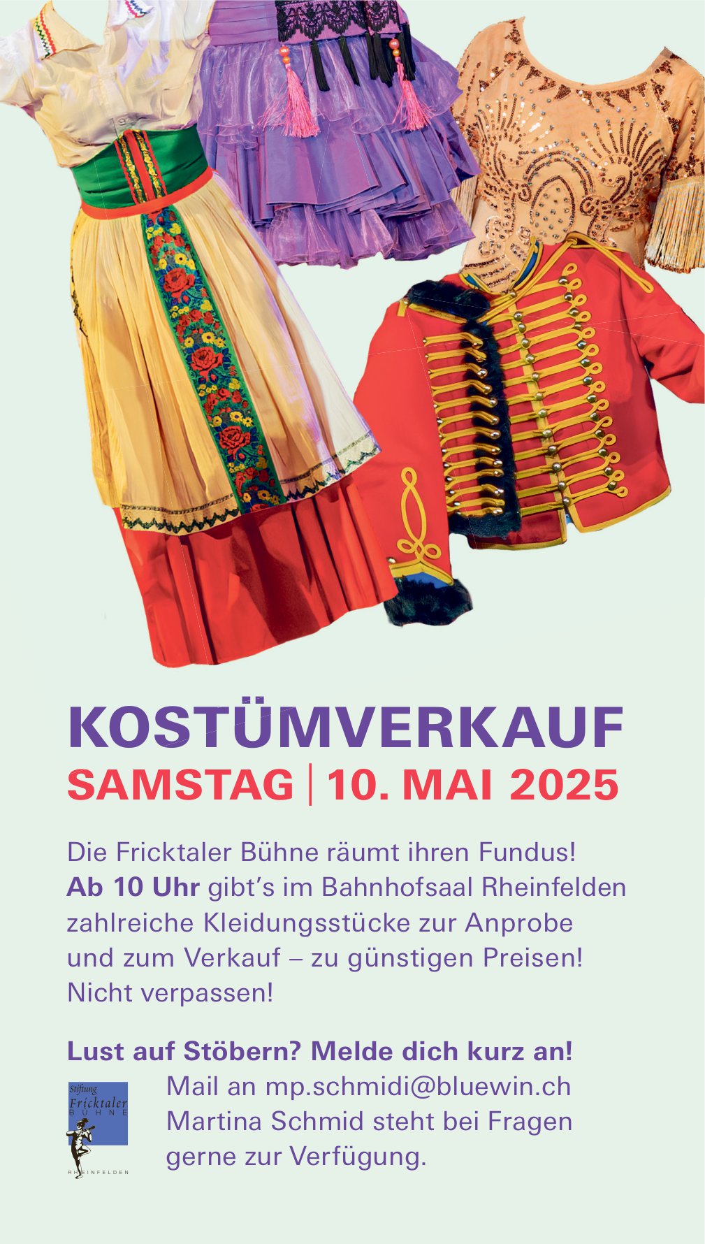 Kostümverkauf, 10. Mai, Bahnhofsaal, Rheinfelden