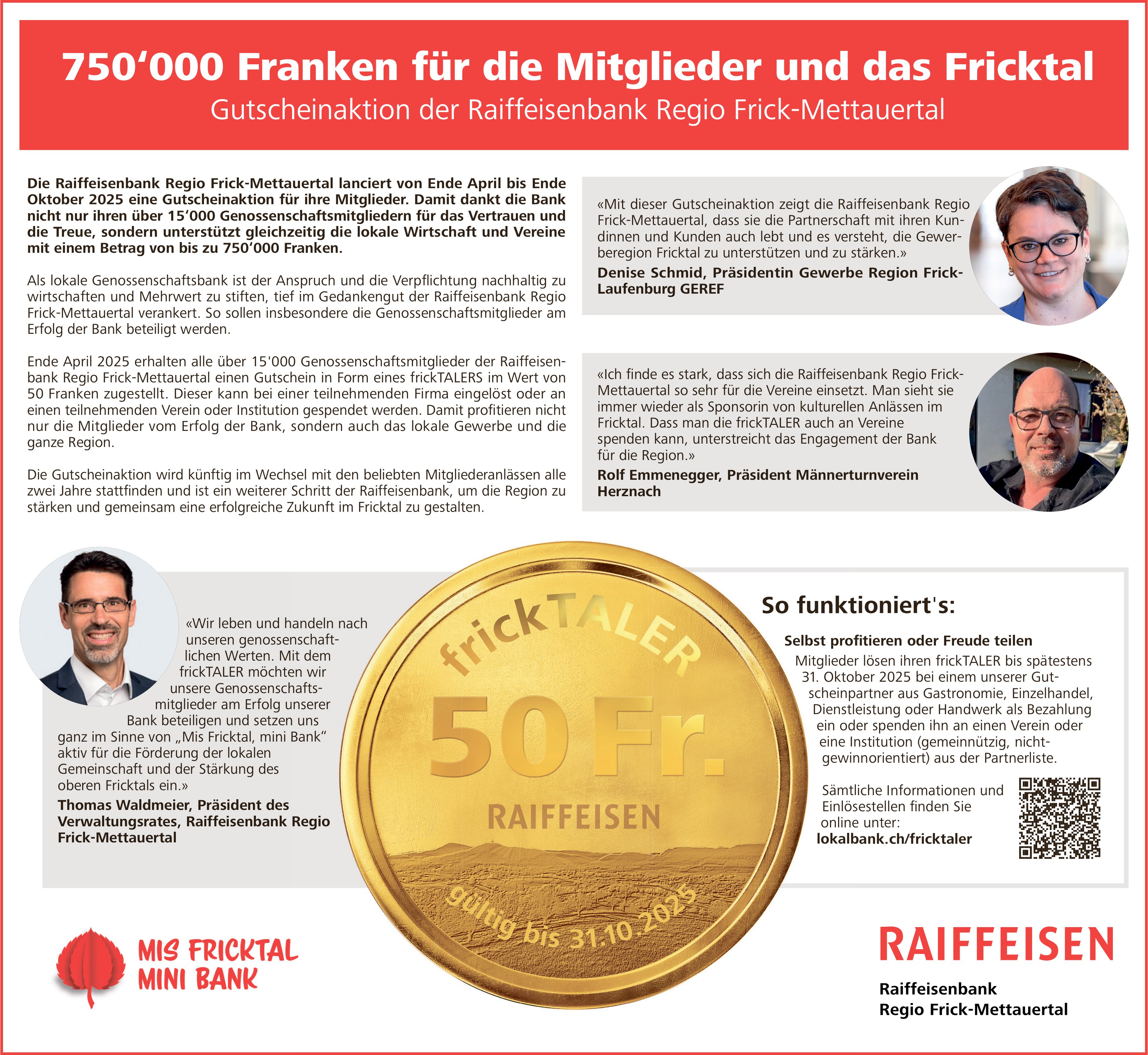 Raiffeisenbank Regio Frick-Mettauertal, Herznach - Gutscheinaktion