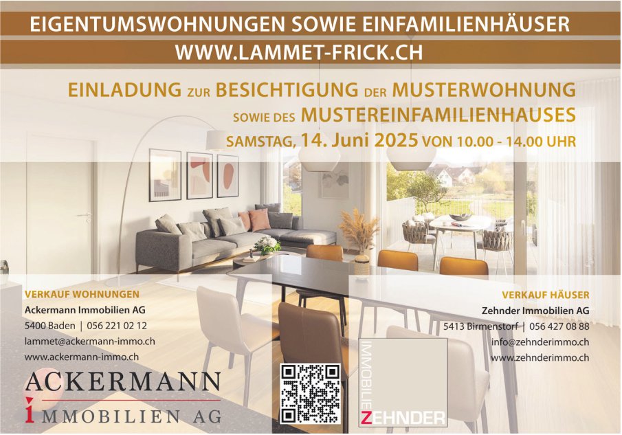 Einladung zur Besichtigung der Musterwohnung sowie des Mustereinfamilienhauses, 14. Juni