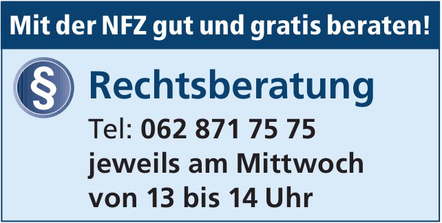 Rechtsberatung - Mit der NFZ gut und gratis beraten!
