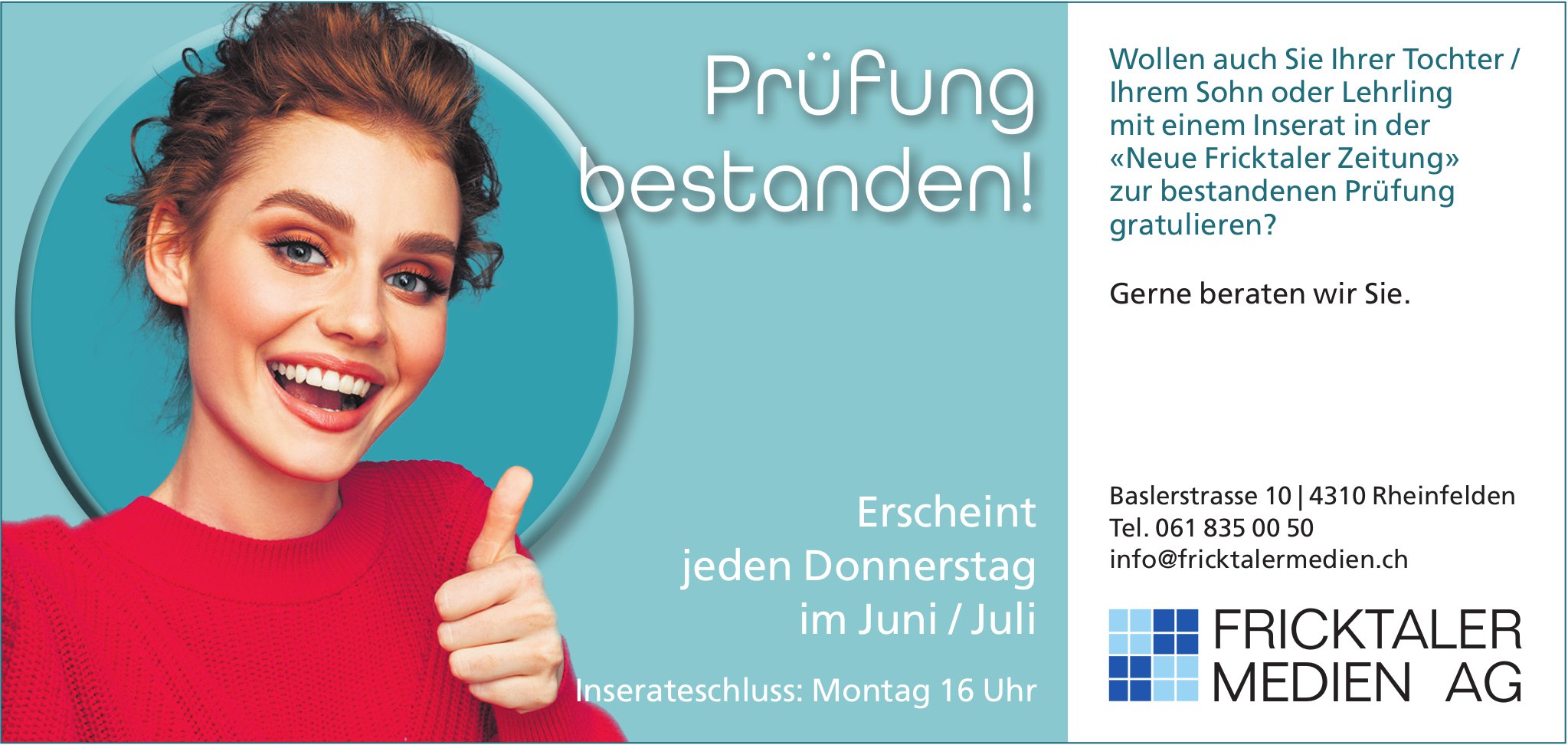 Fricktaler Medien AG, Rheinfelden - Prüfung bestanden!