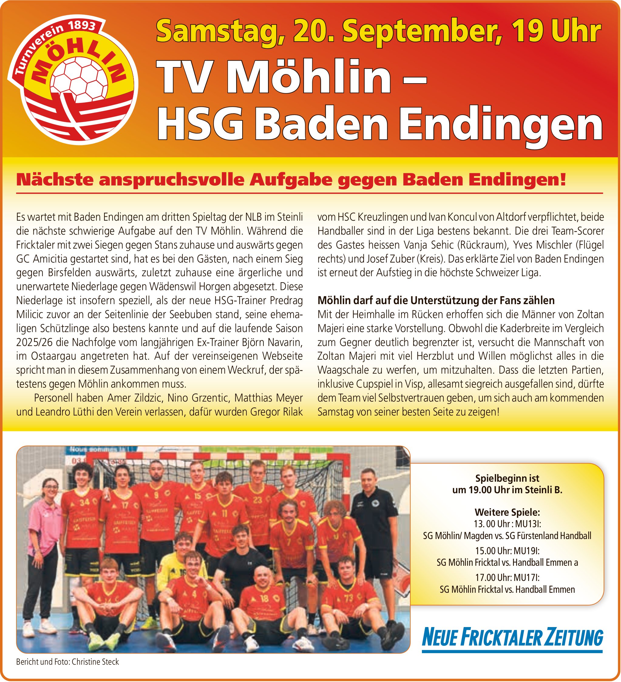 Tv Möhlin–Hsg Baden Endingen, 20. September, Altdorf