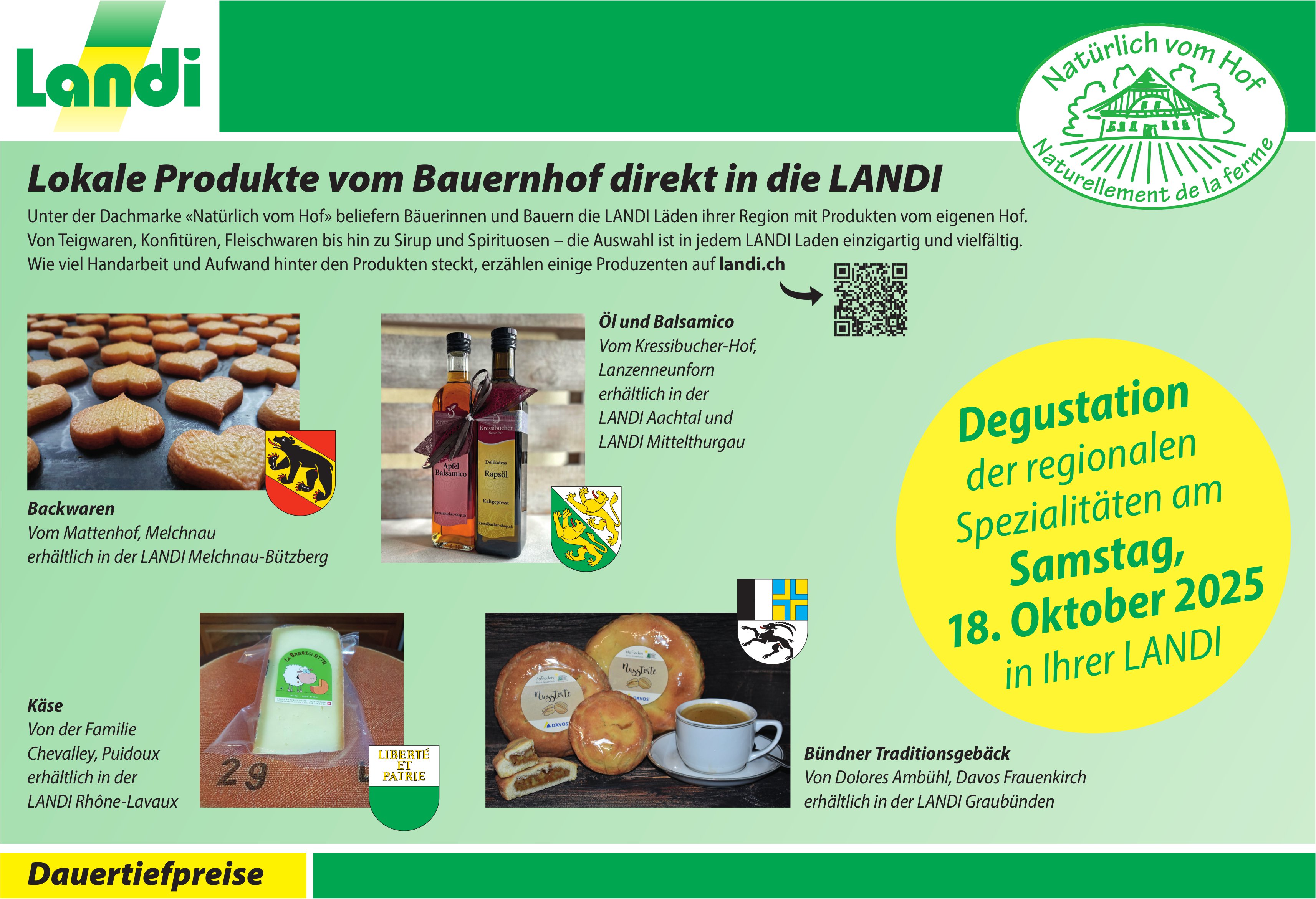 Degustation: Lokale Produkte vom Bauernhof direkt in die Landi, 18. Oktober