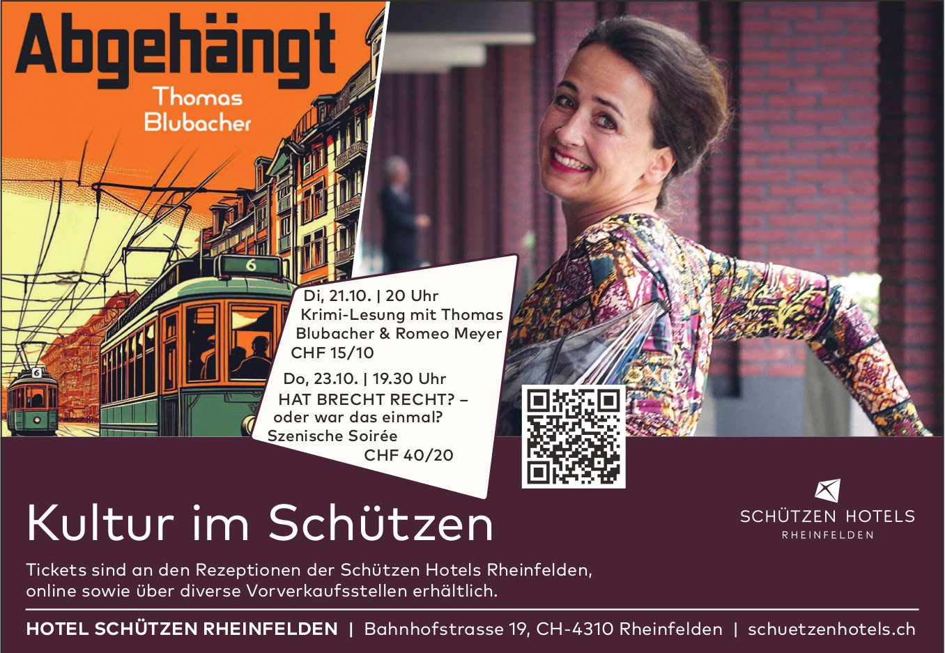Krimi-Lesung, 21. - 23. Oktober, Schützen Hotels, Rheinfelden