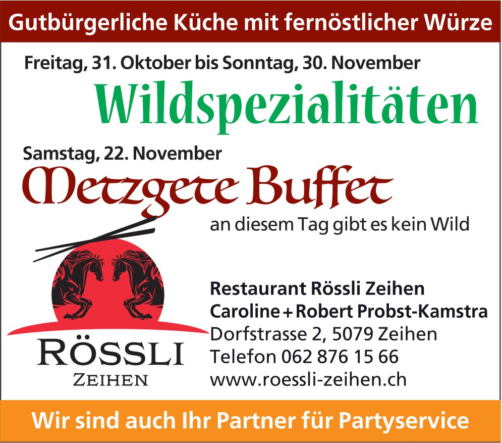 Restaurant Rössli, Zeihen - Wildspezialitäten