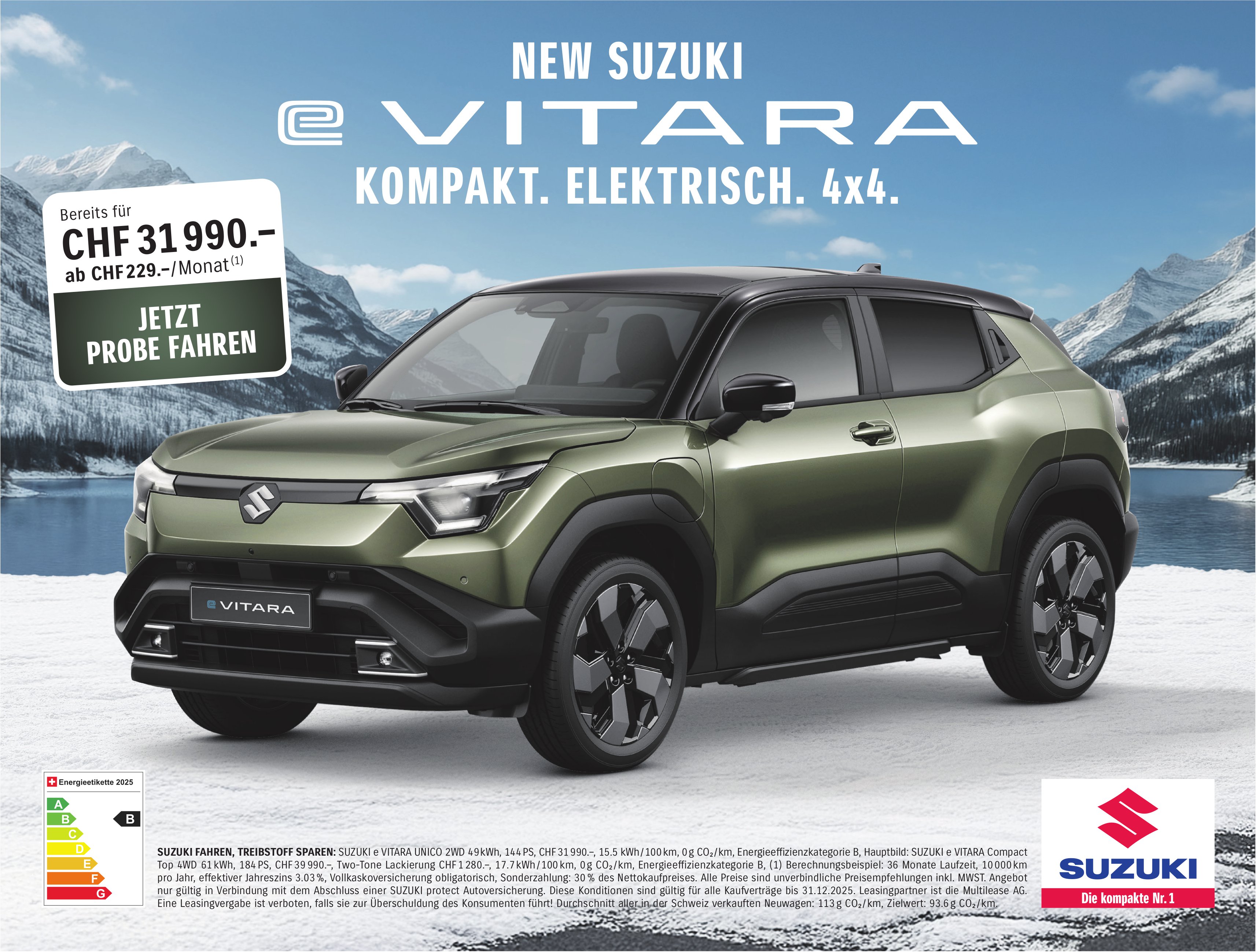 Suzuki, New Suzuki e VITARA. Kompakt. Elektrisch. 4x4.