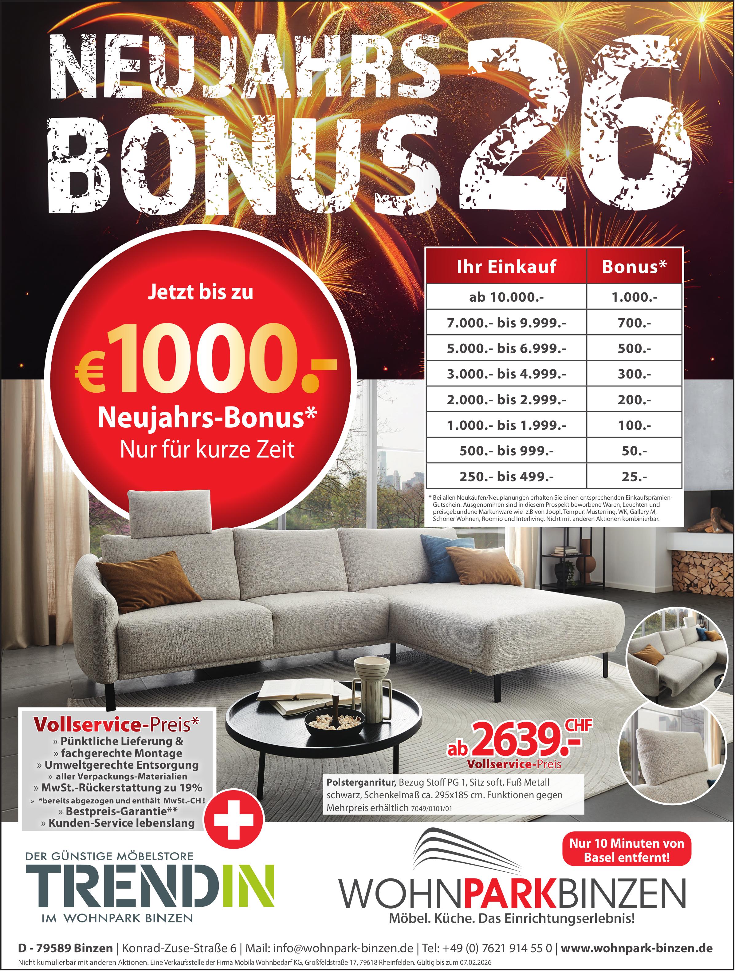 Wohnpark Binzen, Neujahrs-Bonus* Nur für kurze Zeit