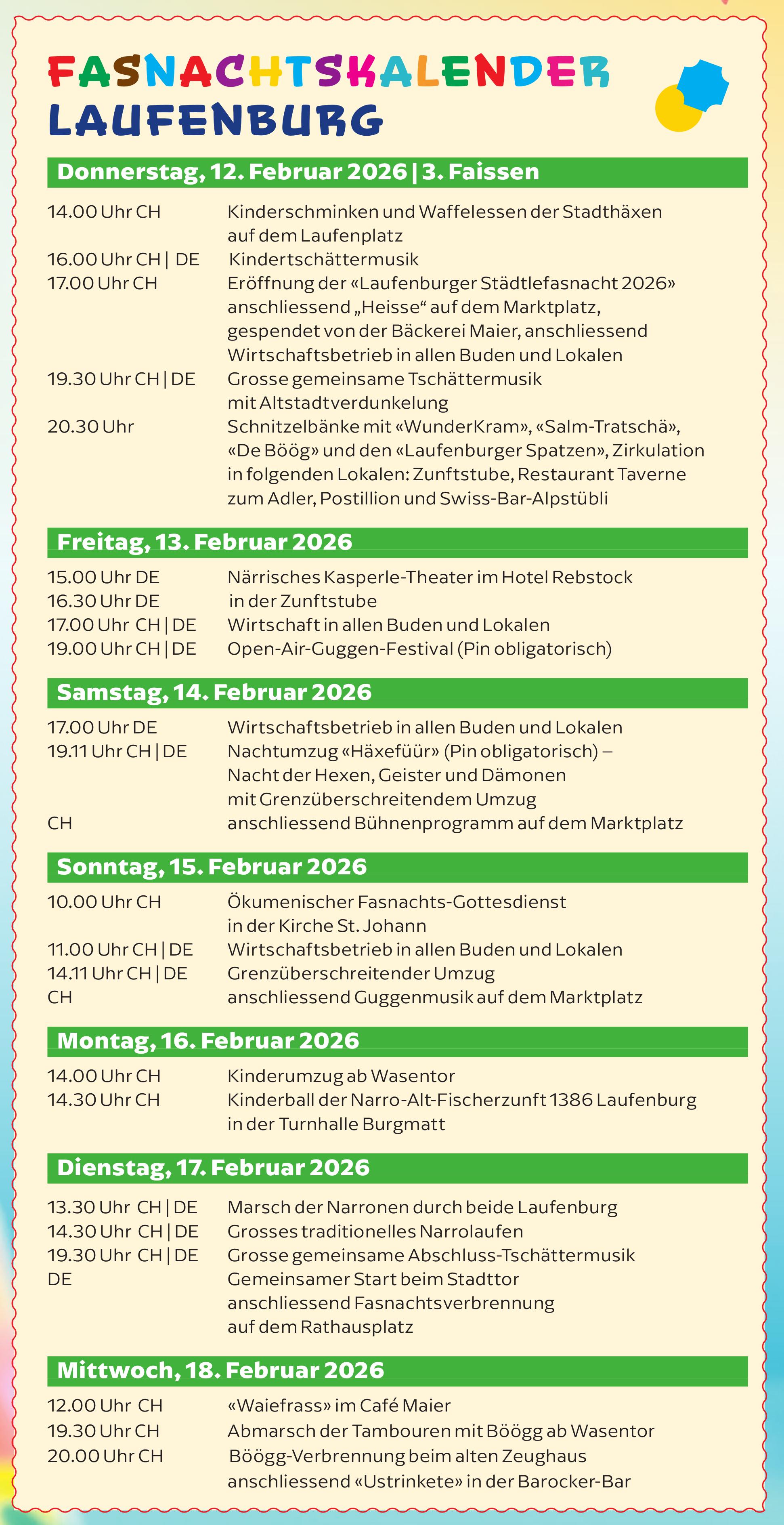 FASNACHTSKL ENDER LAUFENBURG, 12. - 18. Februar