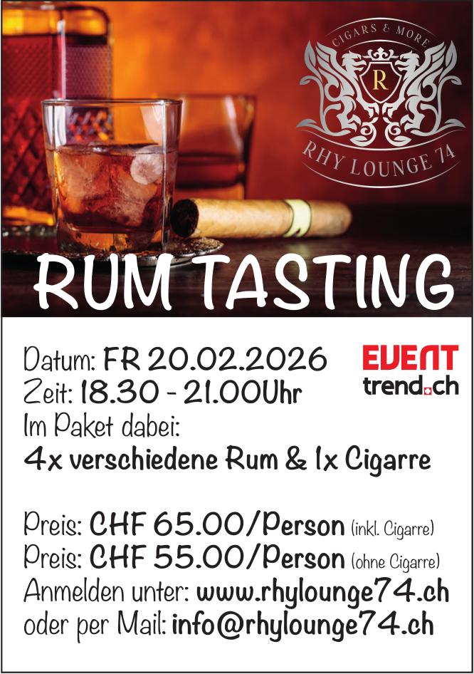 RUM TASTING, 20. Februar, RHY LOUNGE 74