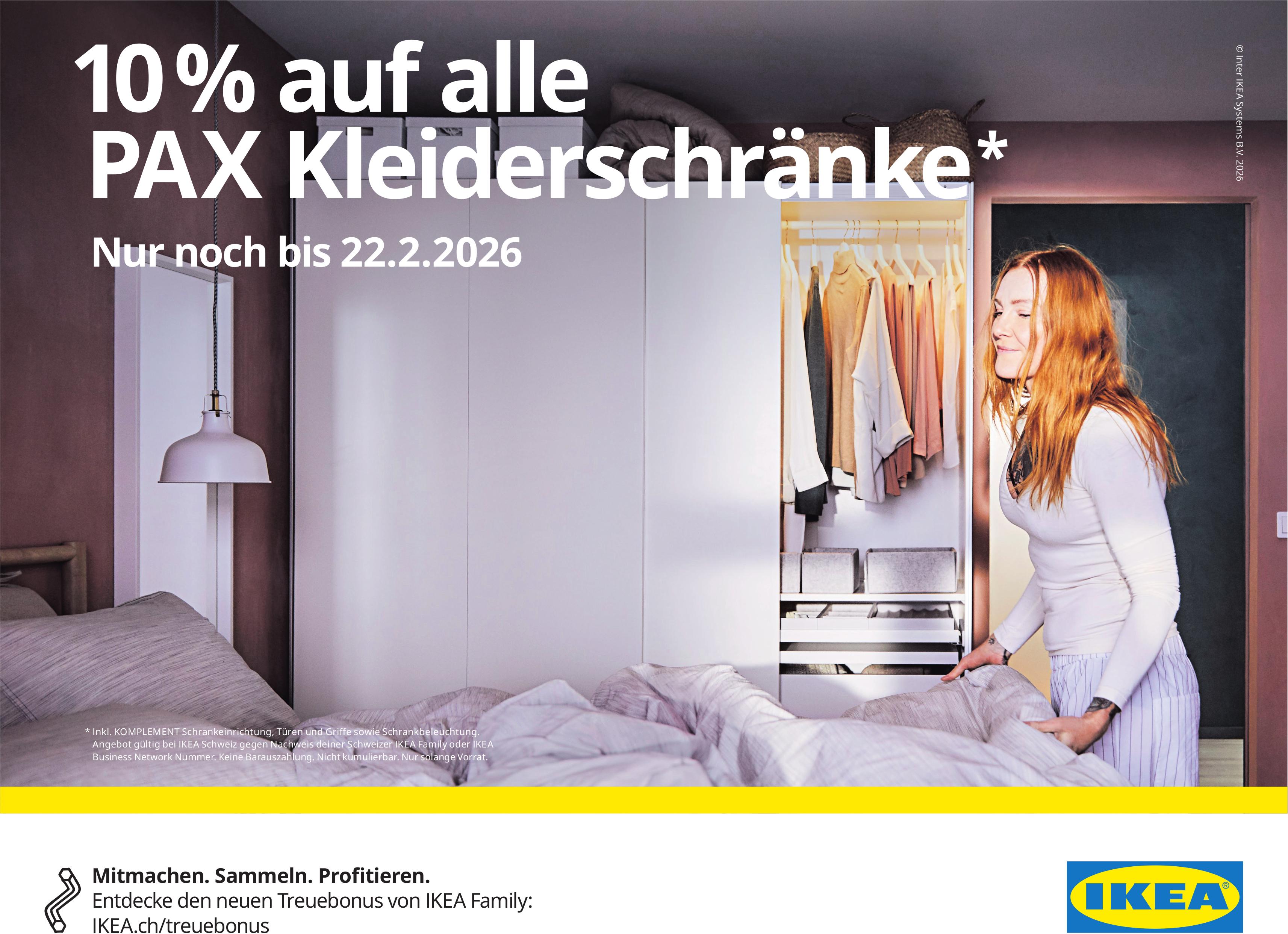 IKEA, 10 % auf alle PAX Kleiderschränke - Nur noch bis 22.2.2026