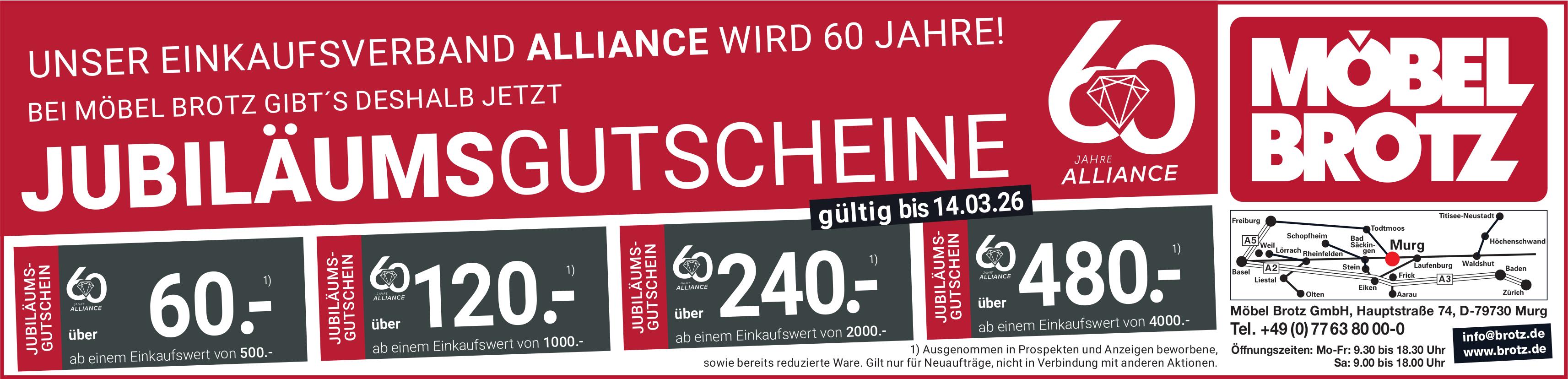 Möbel Brotz GmbH, Murg - JUBILÄUMSGUTSCHEINE