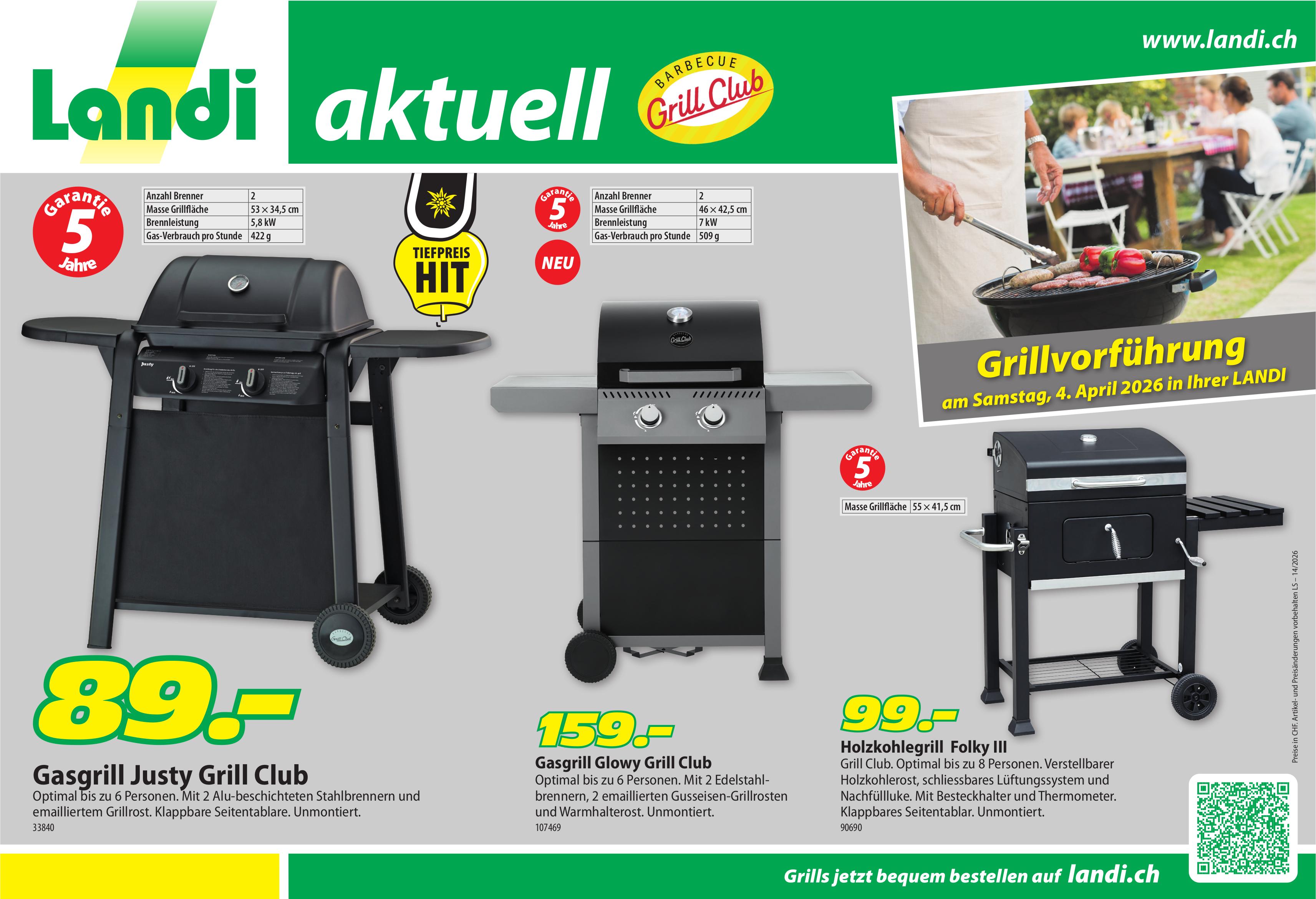 Grillvorführung, 4. April, LANDI