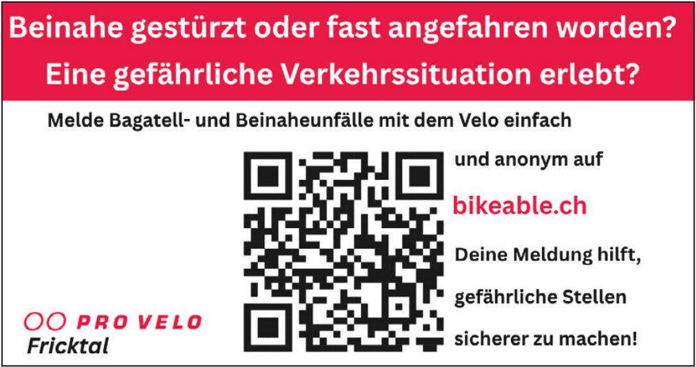 PRO VELO Fricktal, Melde Bagatell- und Beinaheunfälle mit dem Velo einfach