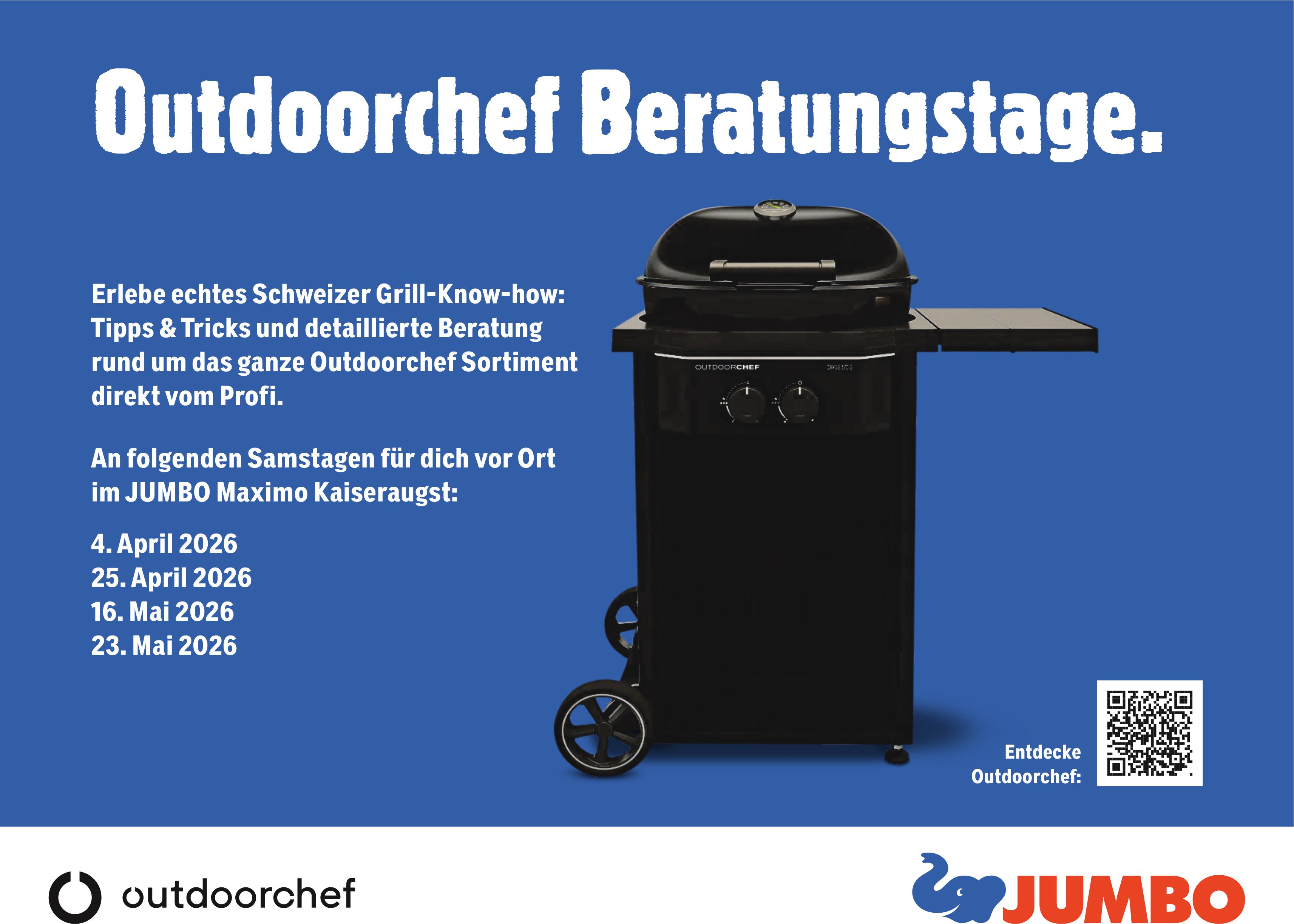 Outdoorchef Beratungstage., 4. April - 23. Mai, JUMBO Maximo Kaiseraugst