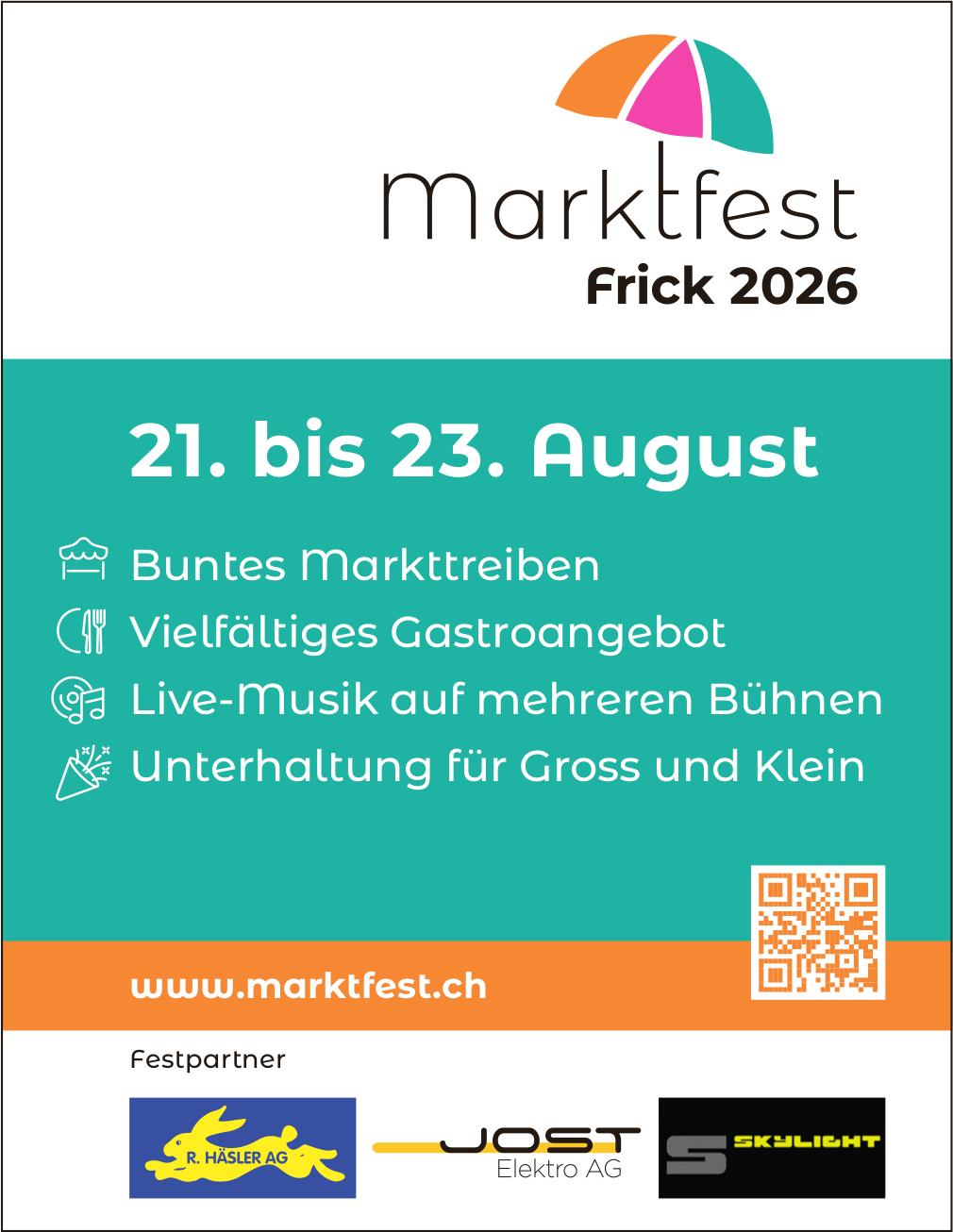 Marktfest Frick 2026, 21. - 23. August