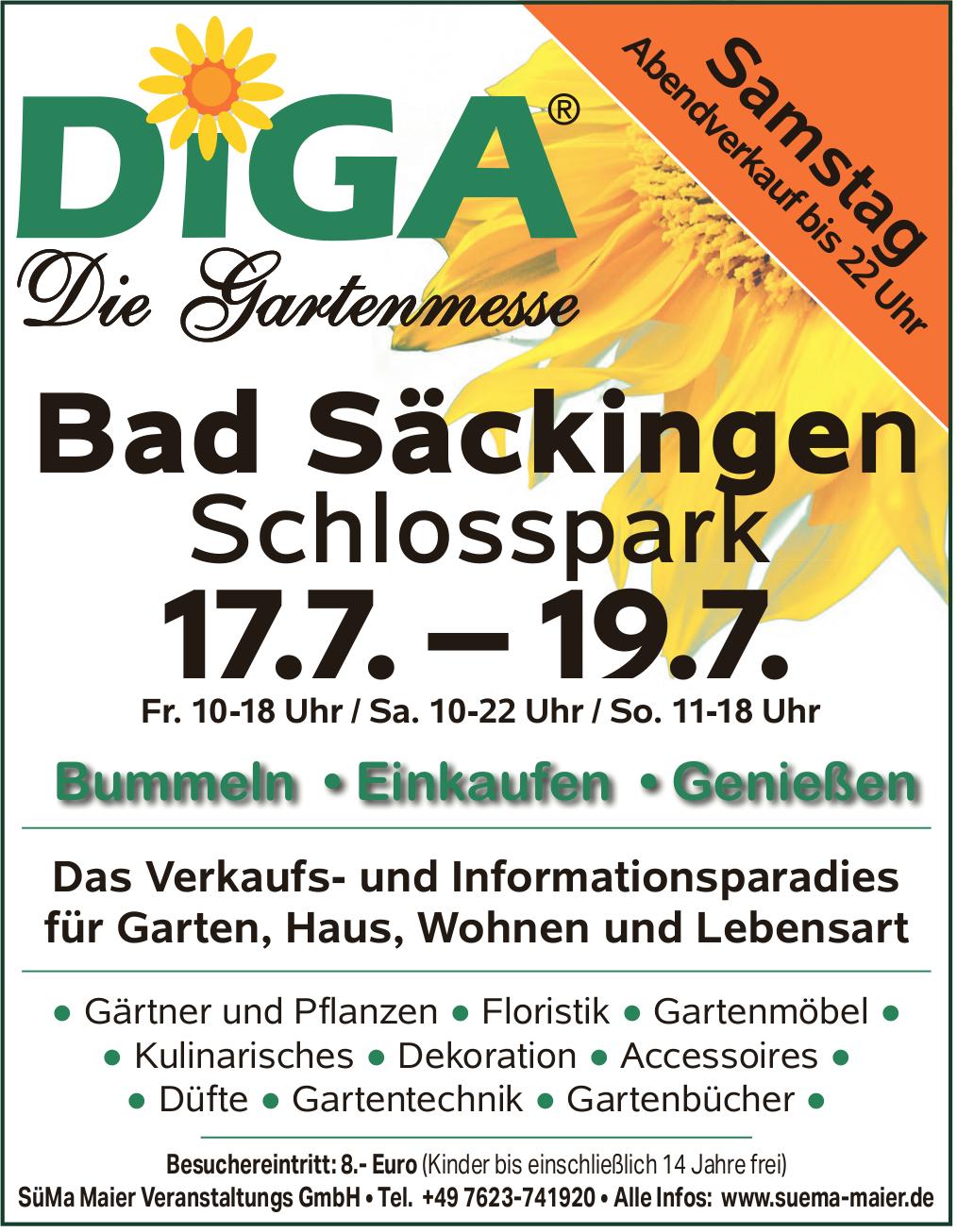DiGA - Die Gartenmesse, 17. - 19. Juli, Schlosspark, Bad Säckingen