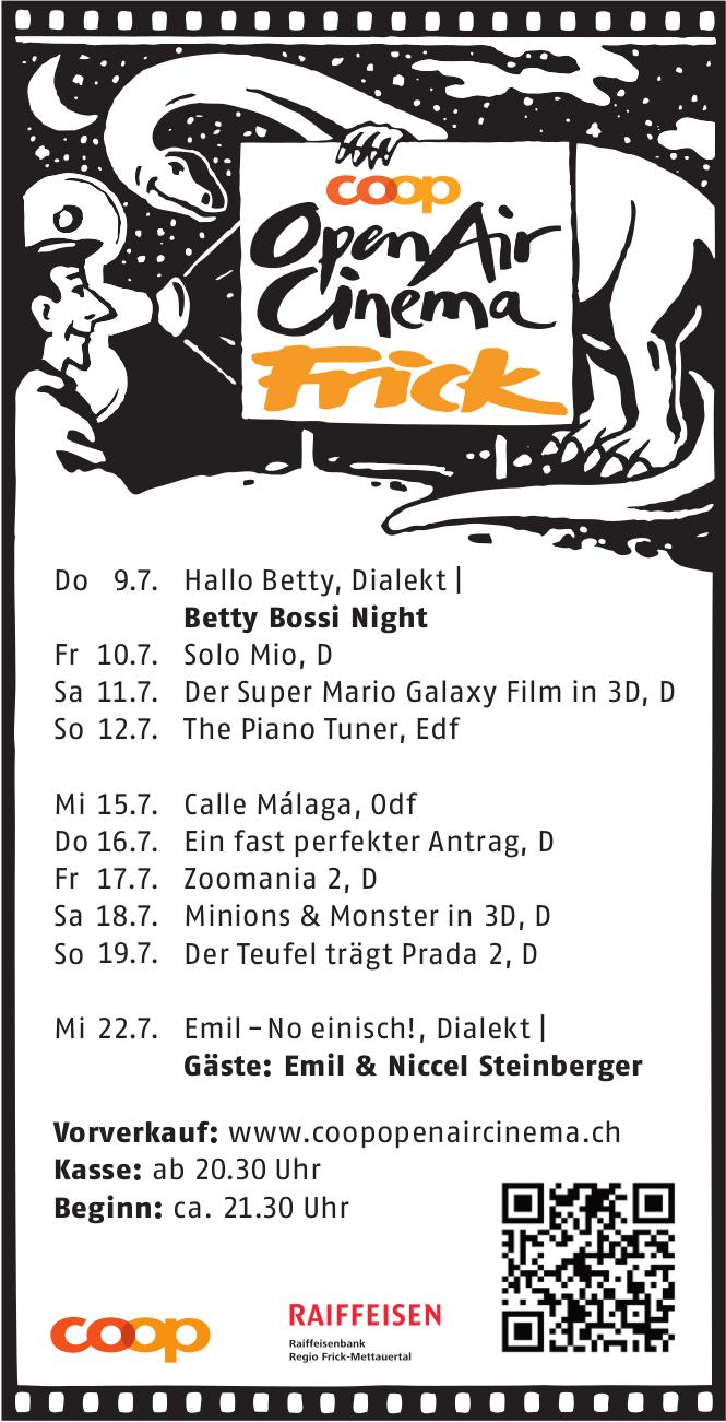 Coop Open Air Cinema Frick, 9. - 22. Juli