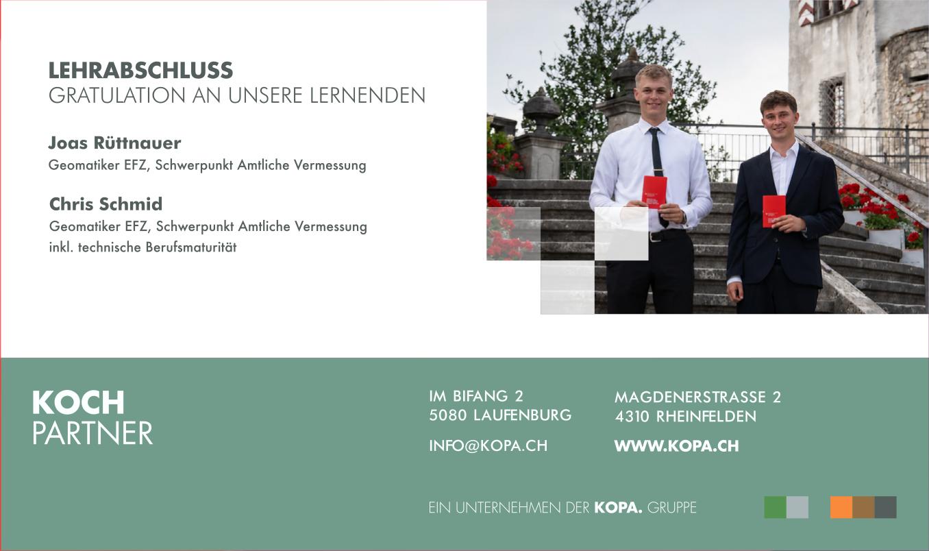 Koch Partner, Laufenburg - Gratulation an unsere Lernenden