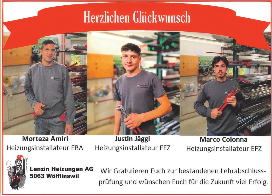 Lenzin Heizungen AG, Wölflinswil - Herzlichen Glückwunsch